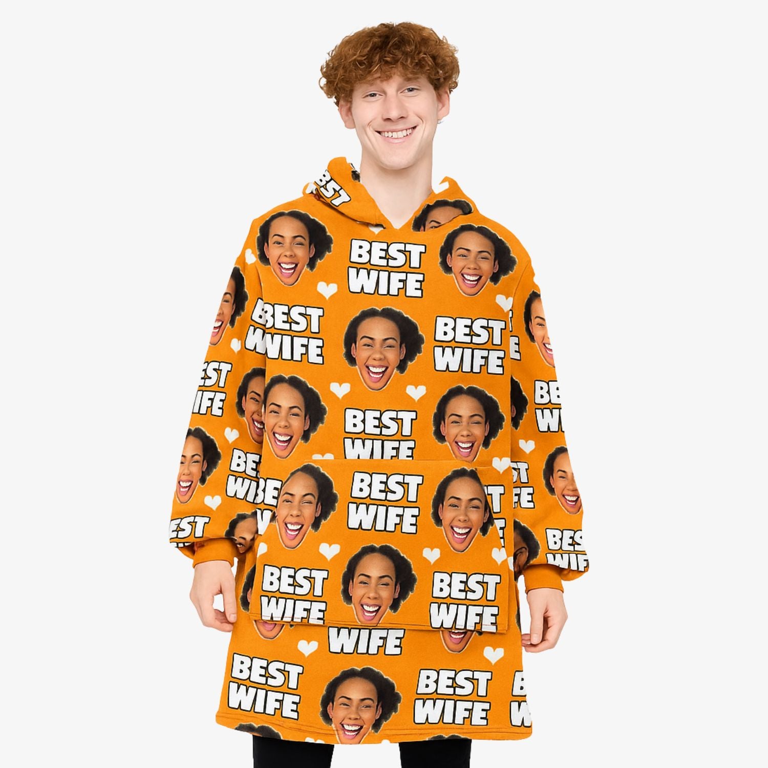 Best Wife Face Hoodie Blanket