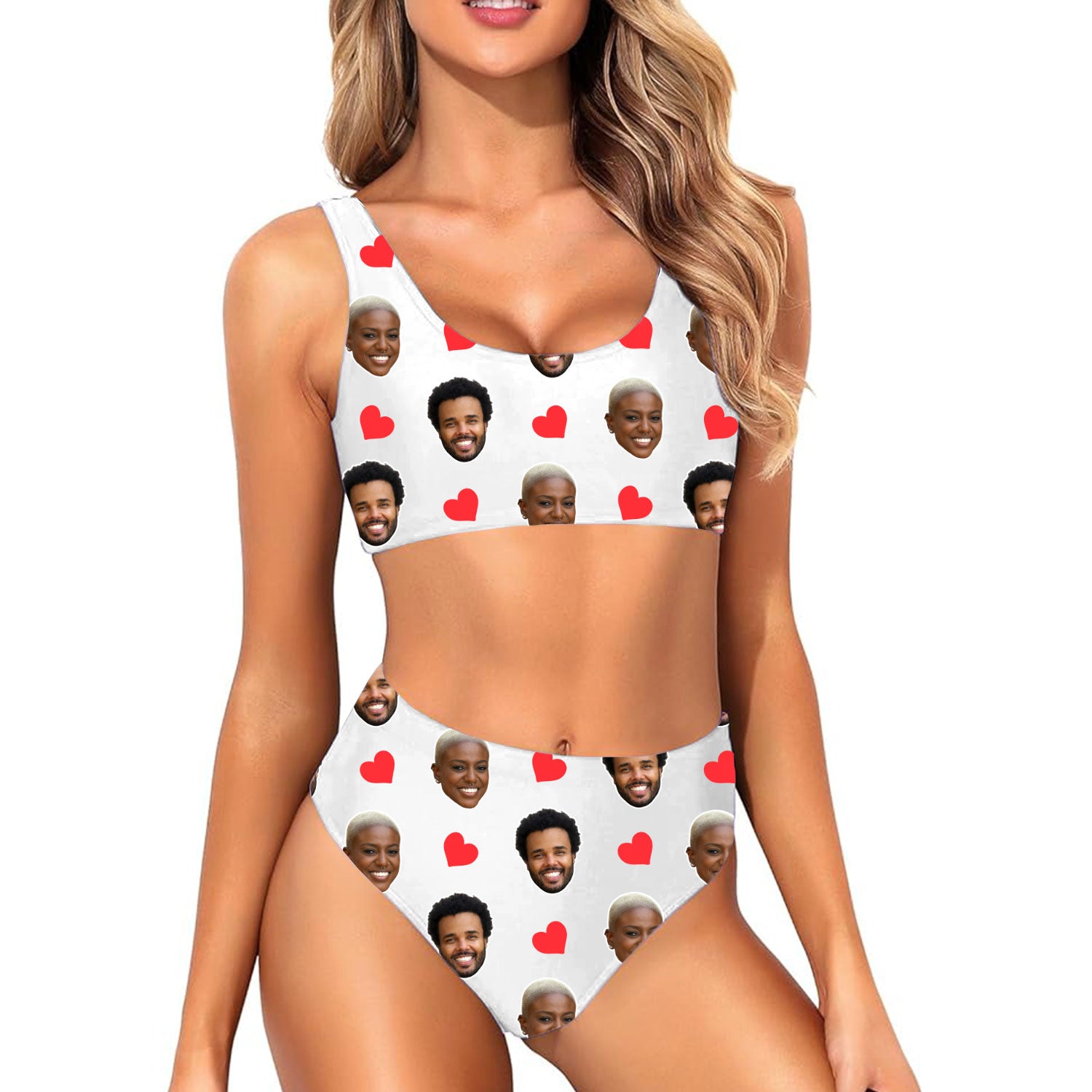 Red Hearts Bikini Set Custom Made Swimwear - Main Image