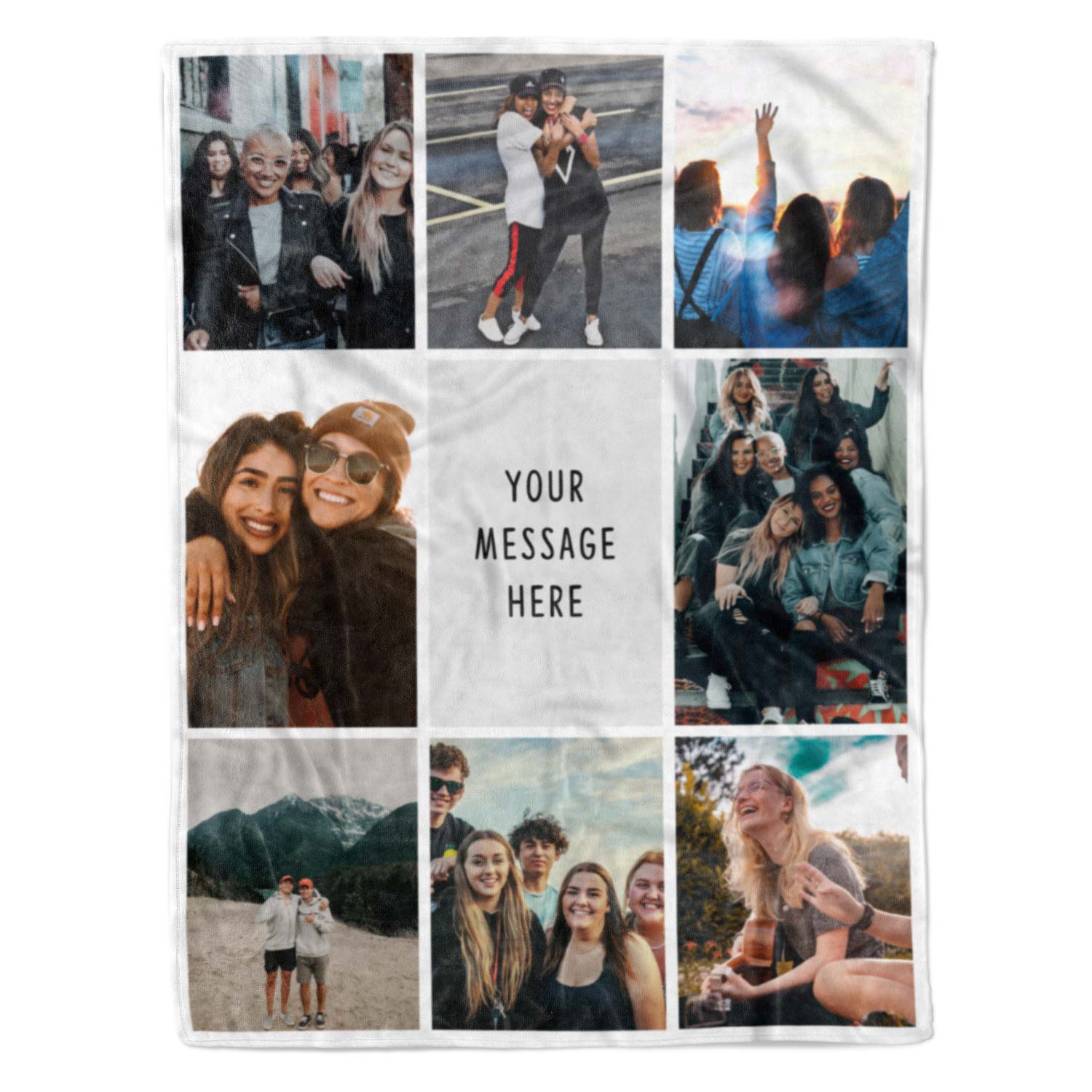 8 Photo Collage Personalised Blanket With Custom Text