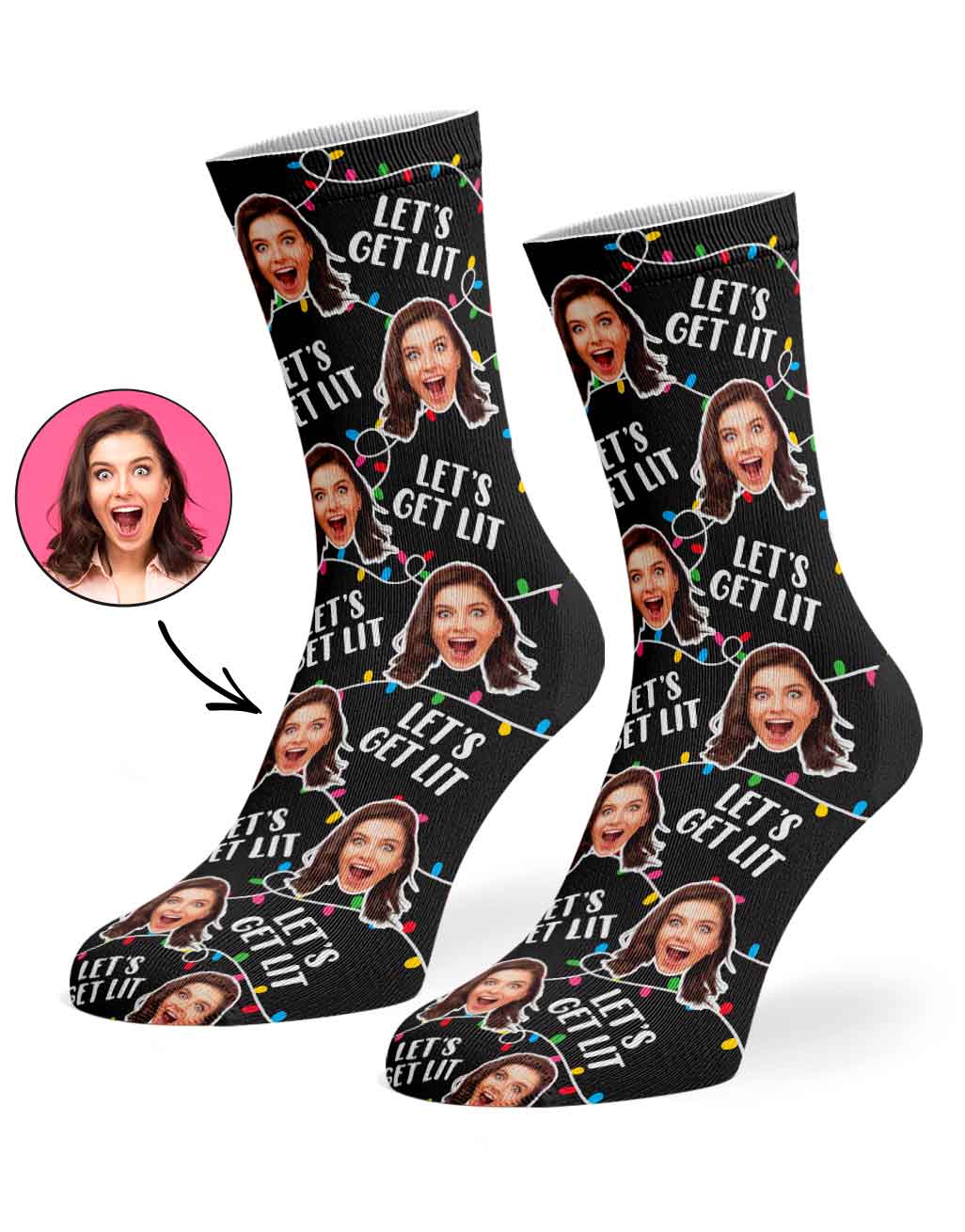 Let's Get Lit Christmas Socks
