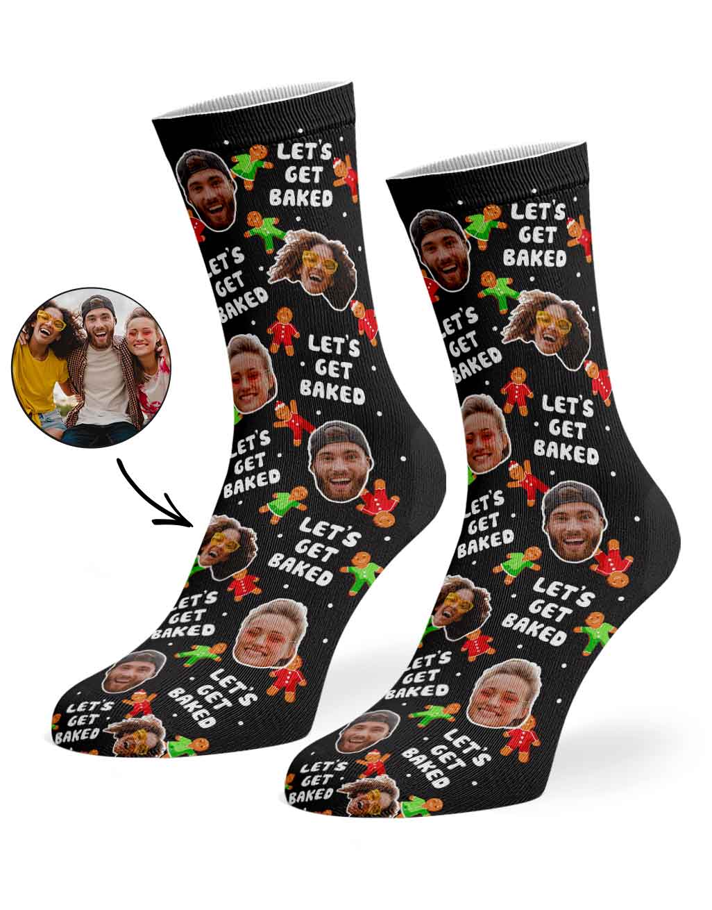 Let's Get Baked Gingerbread Christmas Socks