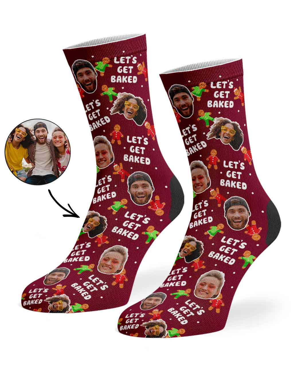 Let's Get Baked Gingerbread Christmas Socks