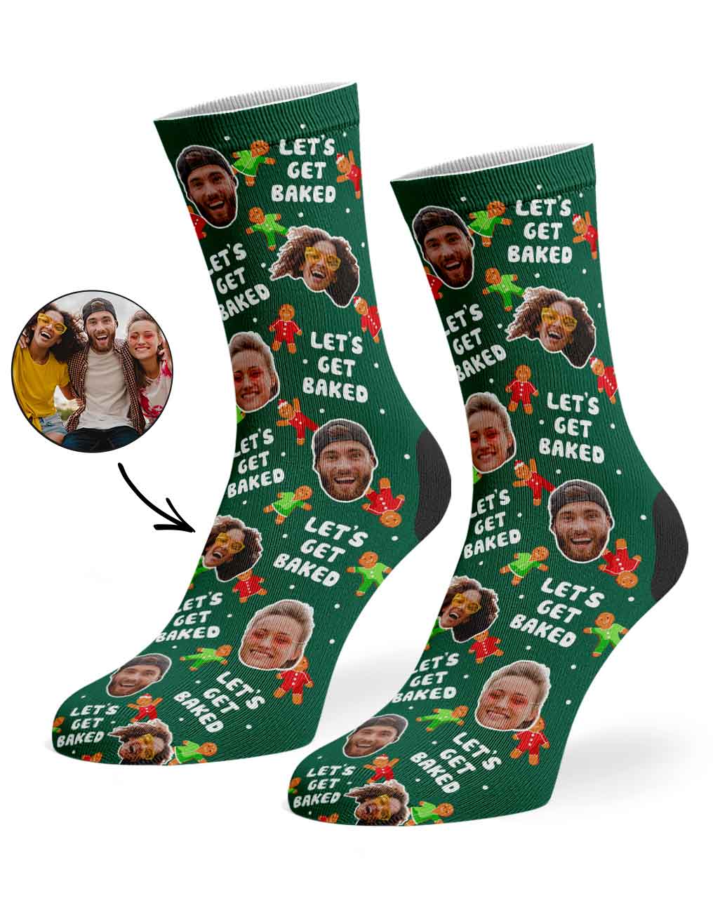 Let's Get Baked Gingerbread Christmas Socks