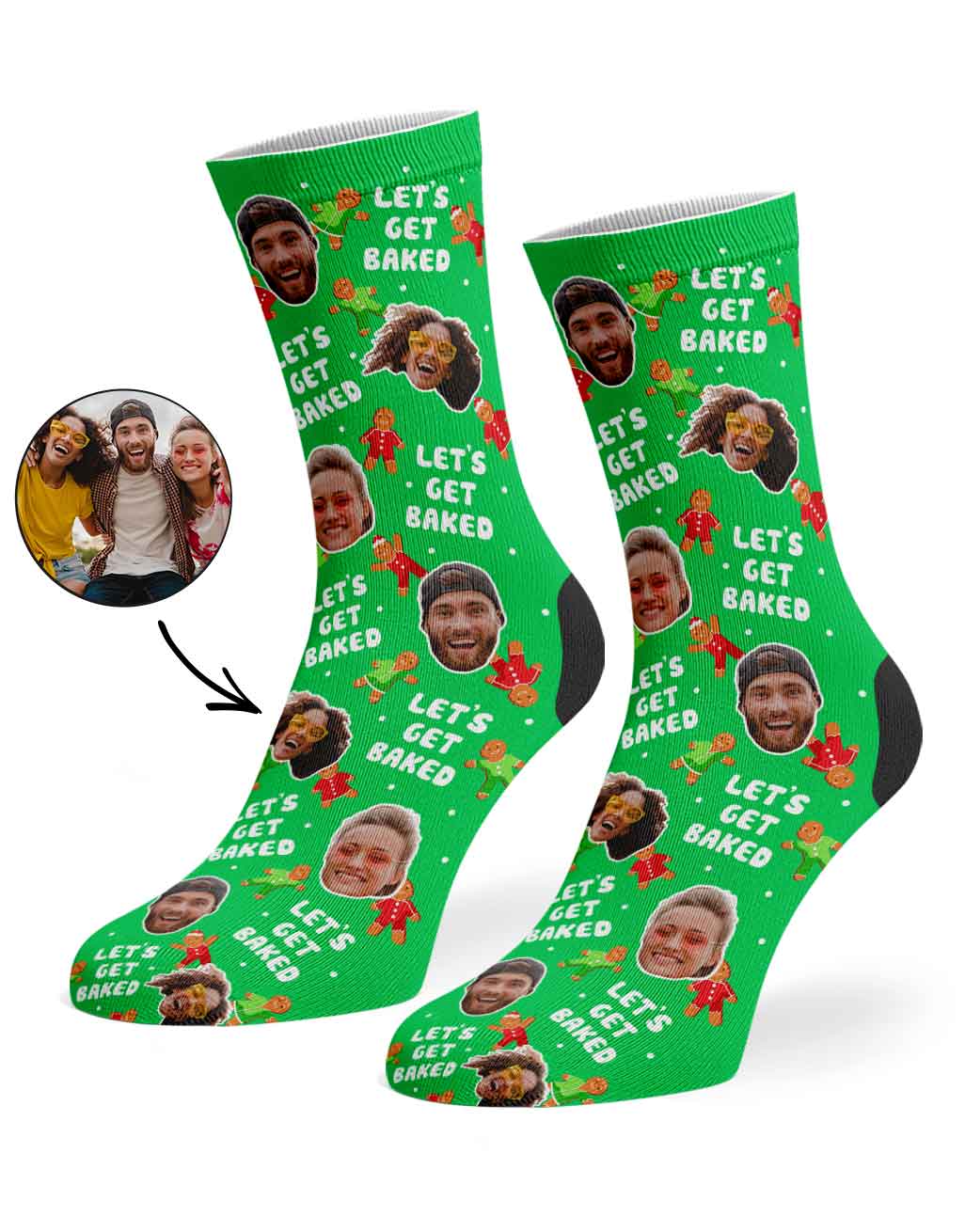 Let's Get Baked Gingerbread Christmas Socks