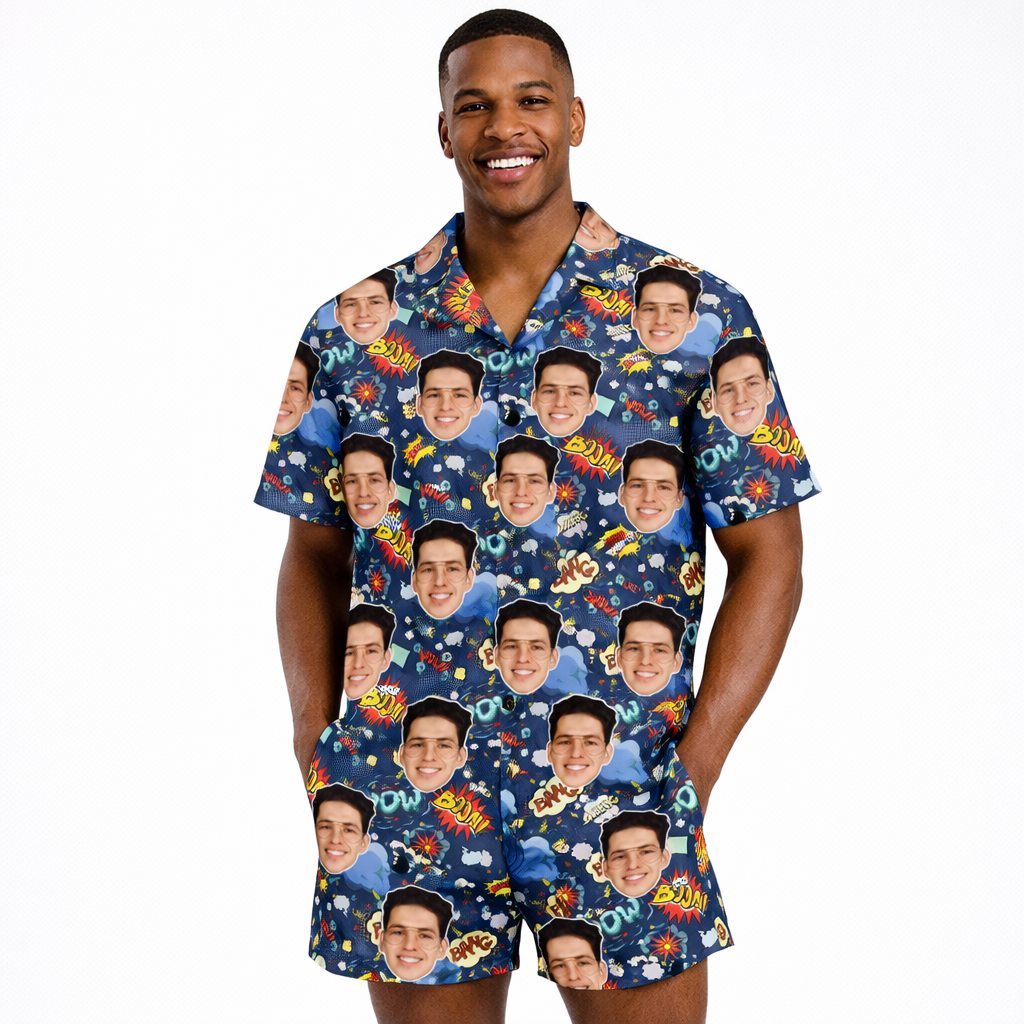 Cartoon Comic Personalised Hawaiian Shirt Shorts Set