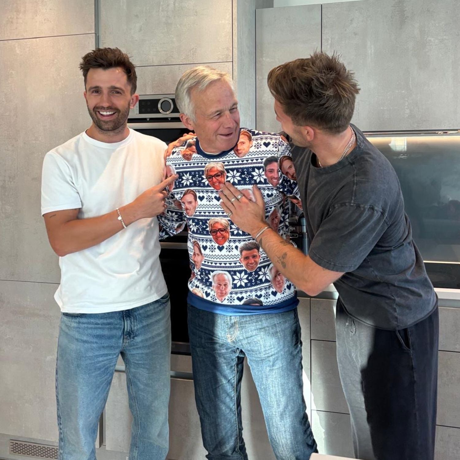 Your Face Navy Nordic Snowflakes & Hearts Personalised Christmas Jumper