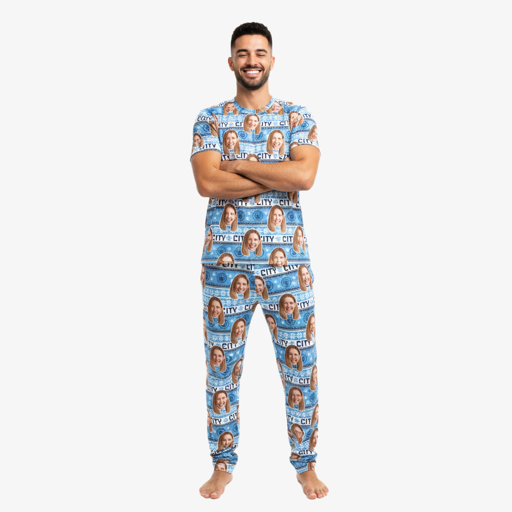 Christmas Man City Men's Personalised Pyjamas - Trouser Set