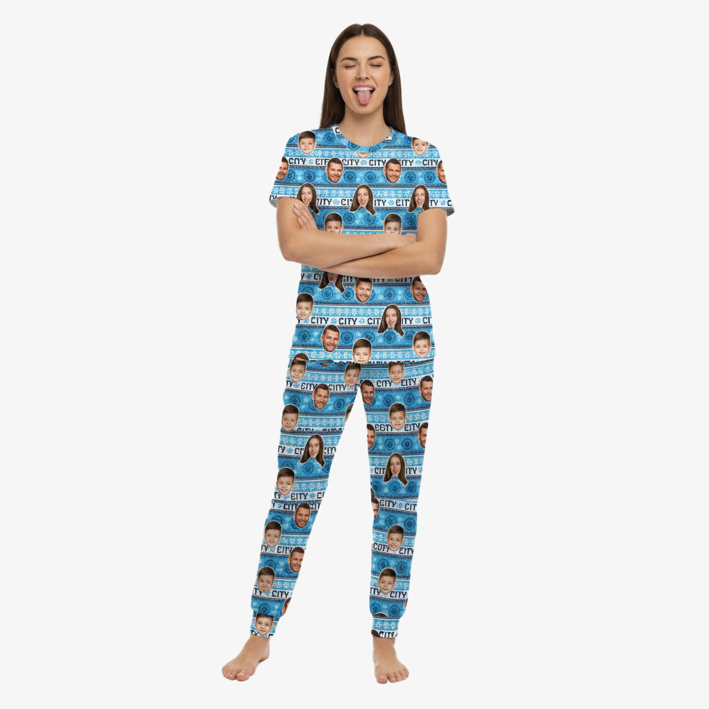 Christmas Man City Personalised Women's Pyjamas - Trouser Set