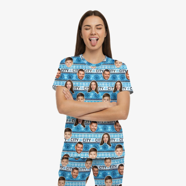 Christmas Man City Personalised Women's Pyjamas - Trouser Set