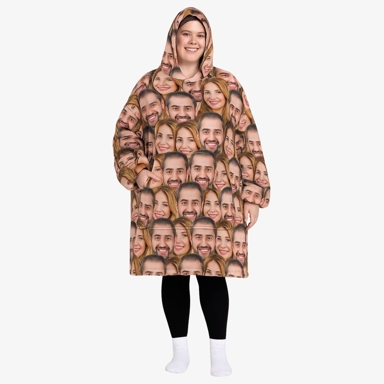 Couples Face Mash Hoodie Blanket