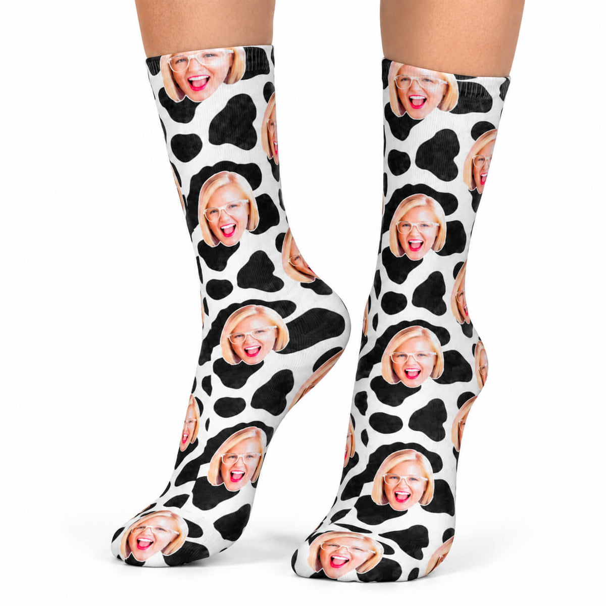Cow Print Face Socks
