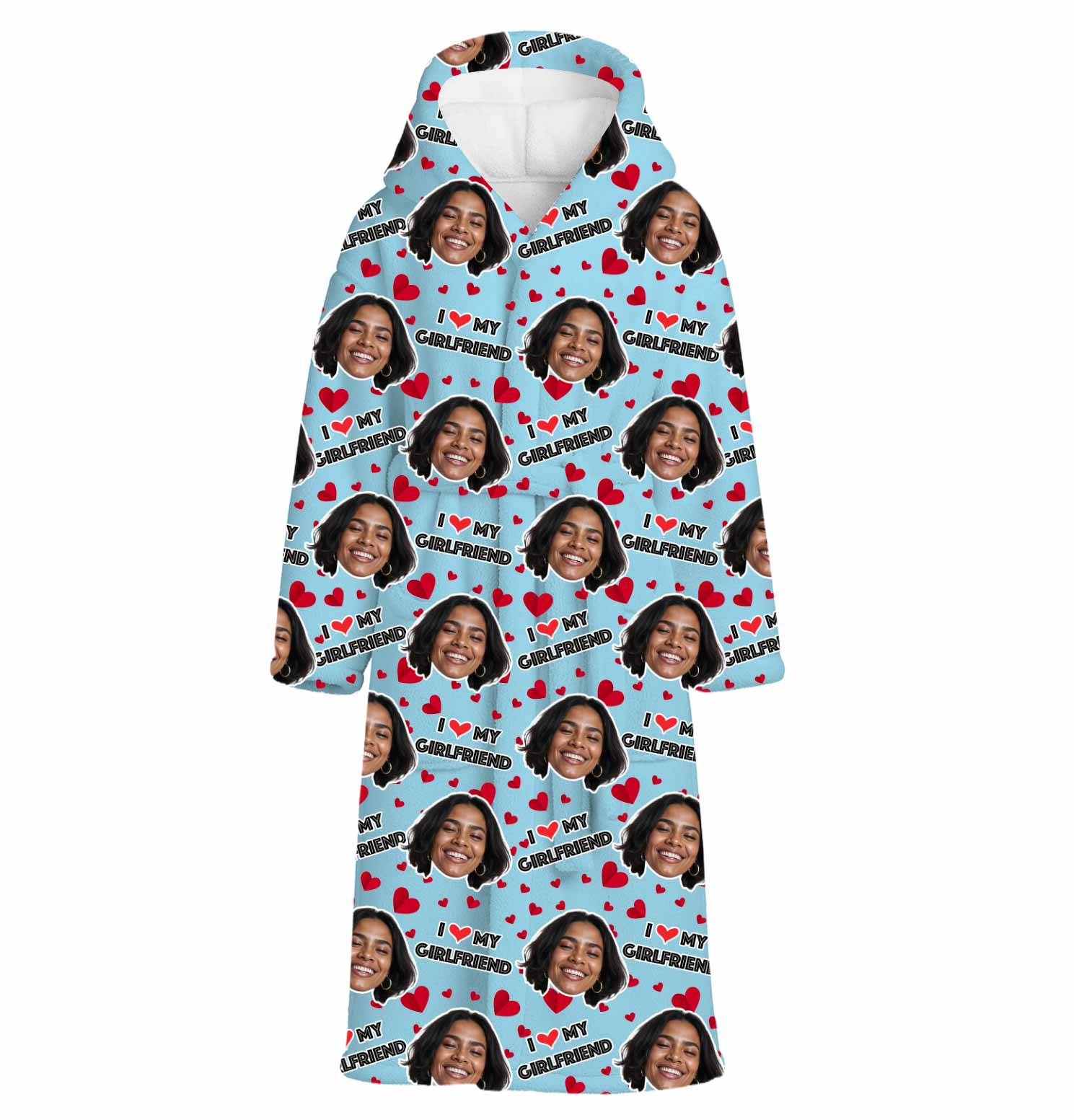 I Love My Girlfriend Personalised Dressing Gown