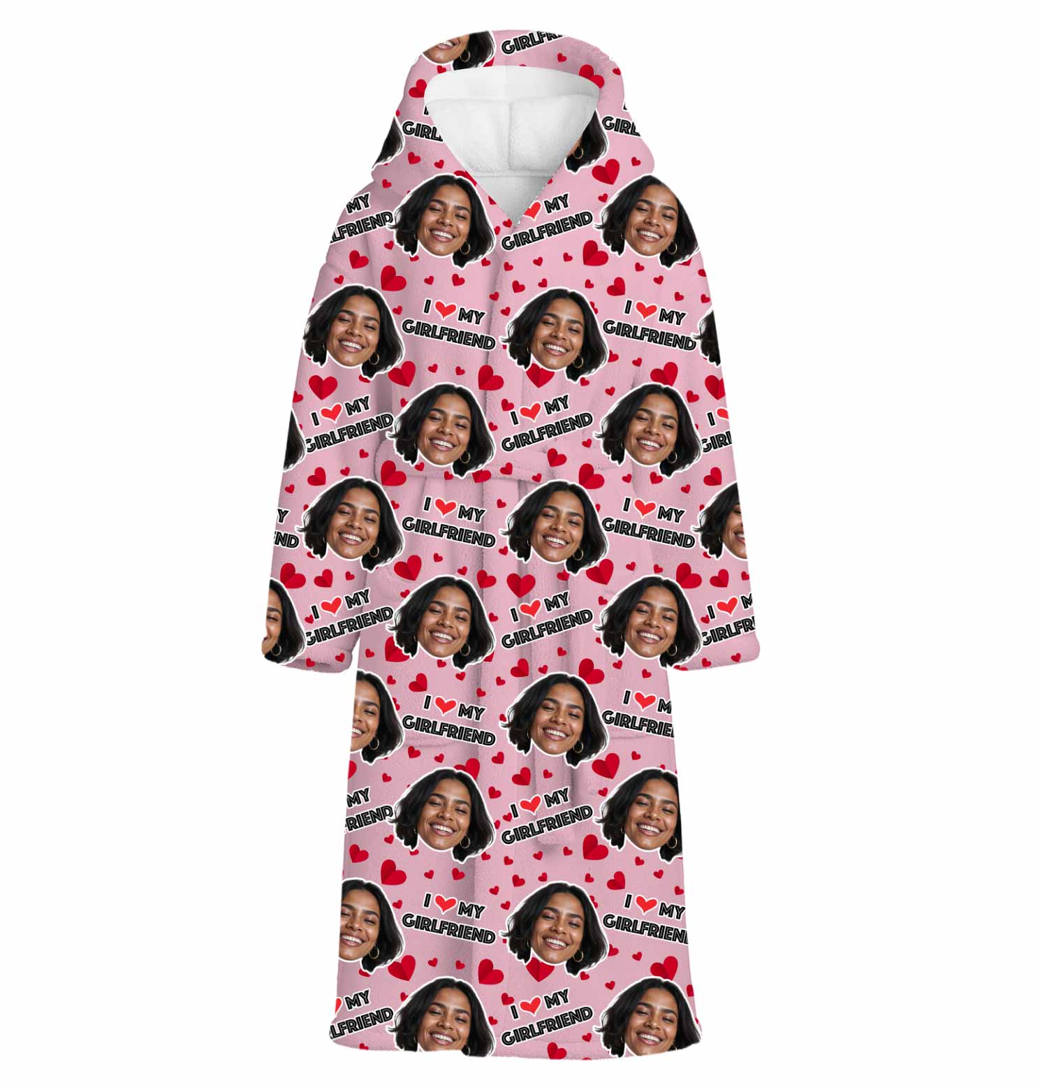 I Love My Girlfriend Personalised Dressing Gown