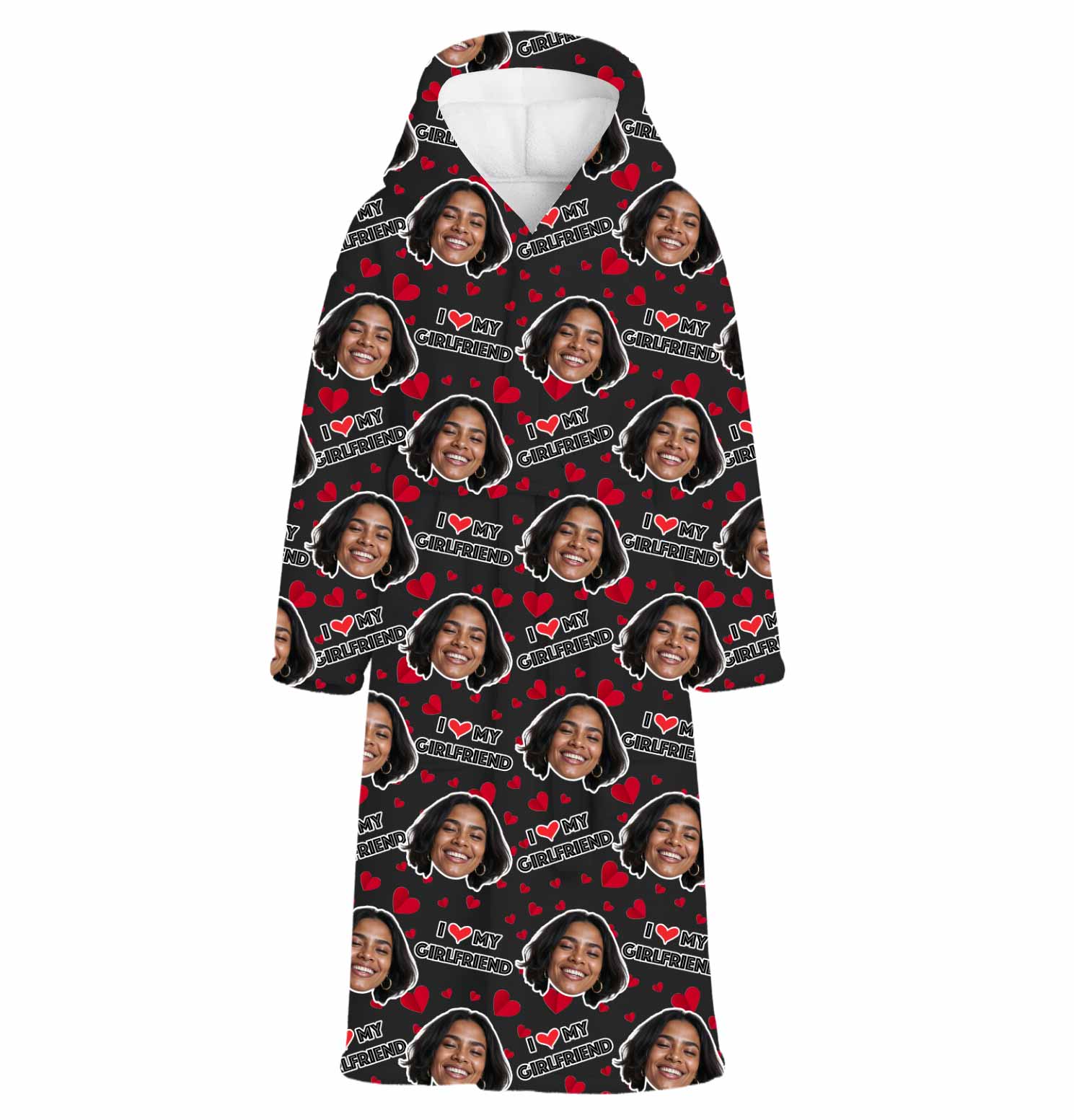 I Love My Girlfriend Personalised Dressing Gown