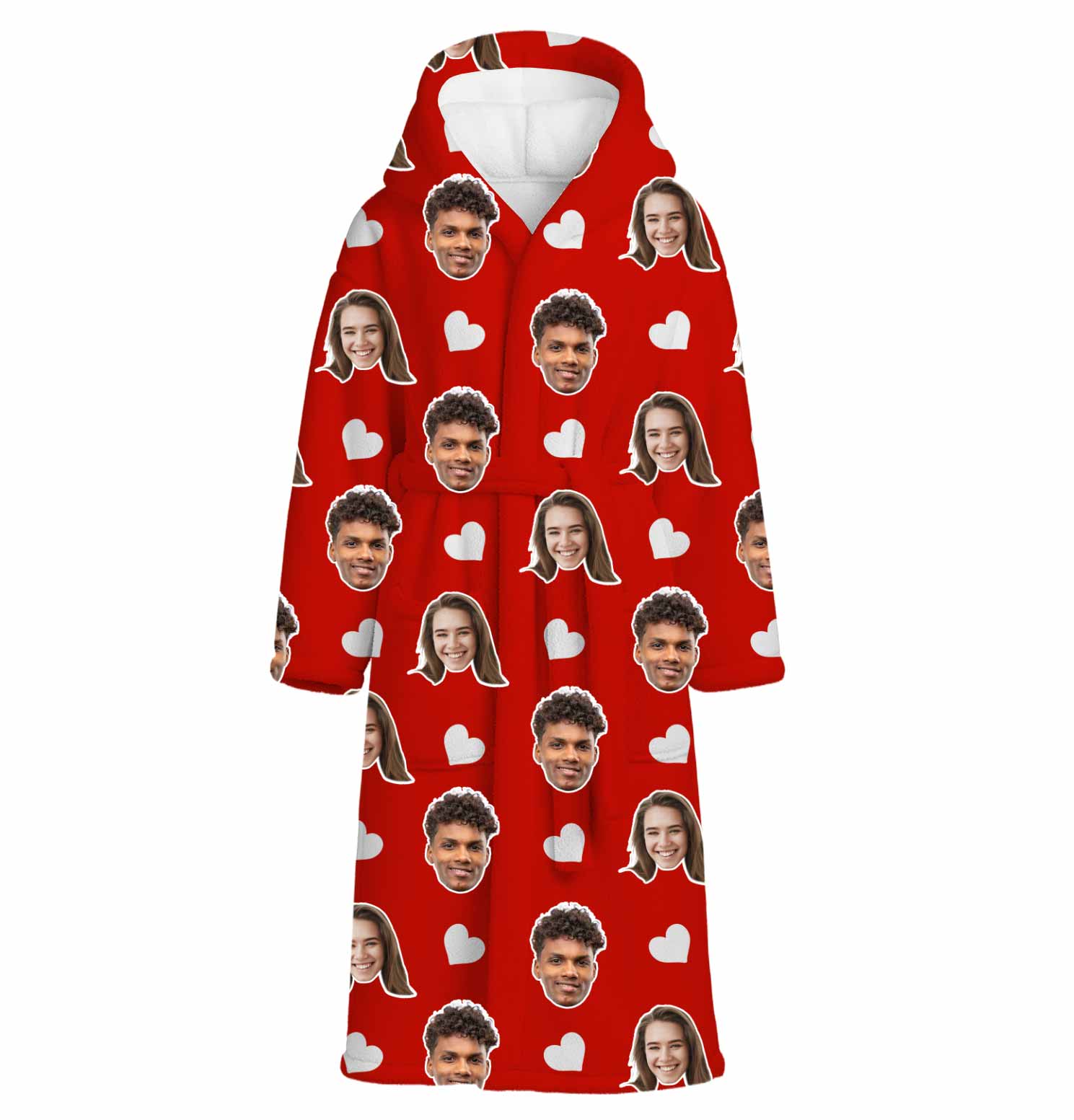 White Hearts Personalised Dressing Gown
