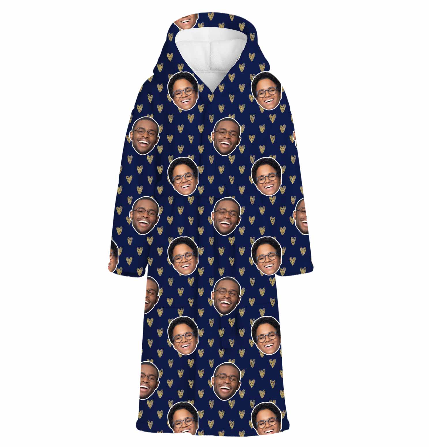Gold Hearts Personalised Dressing Gown