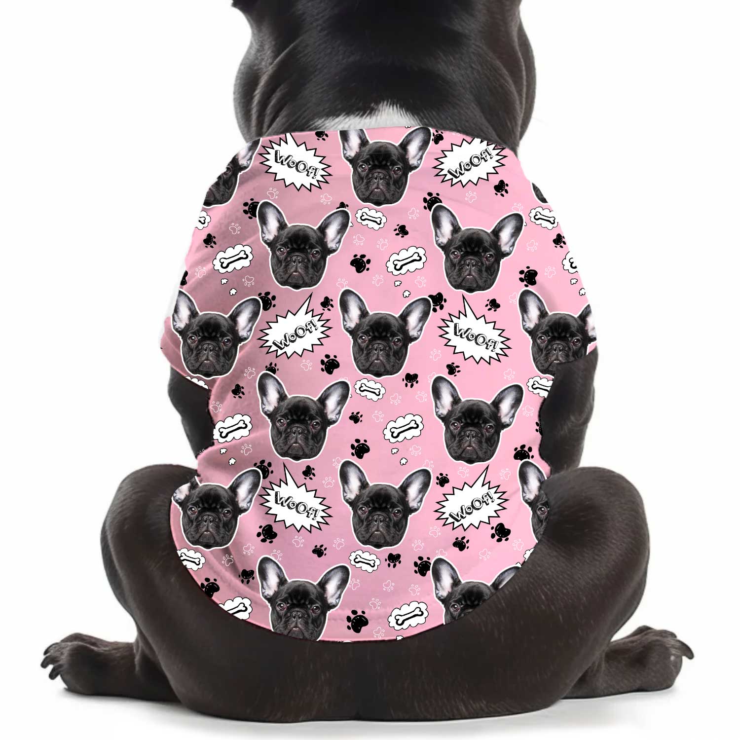 Woof Puppy Print Personalised Dog T Shirt