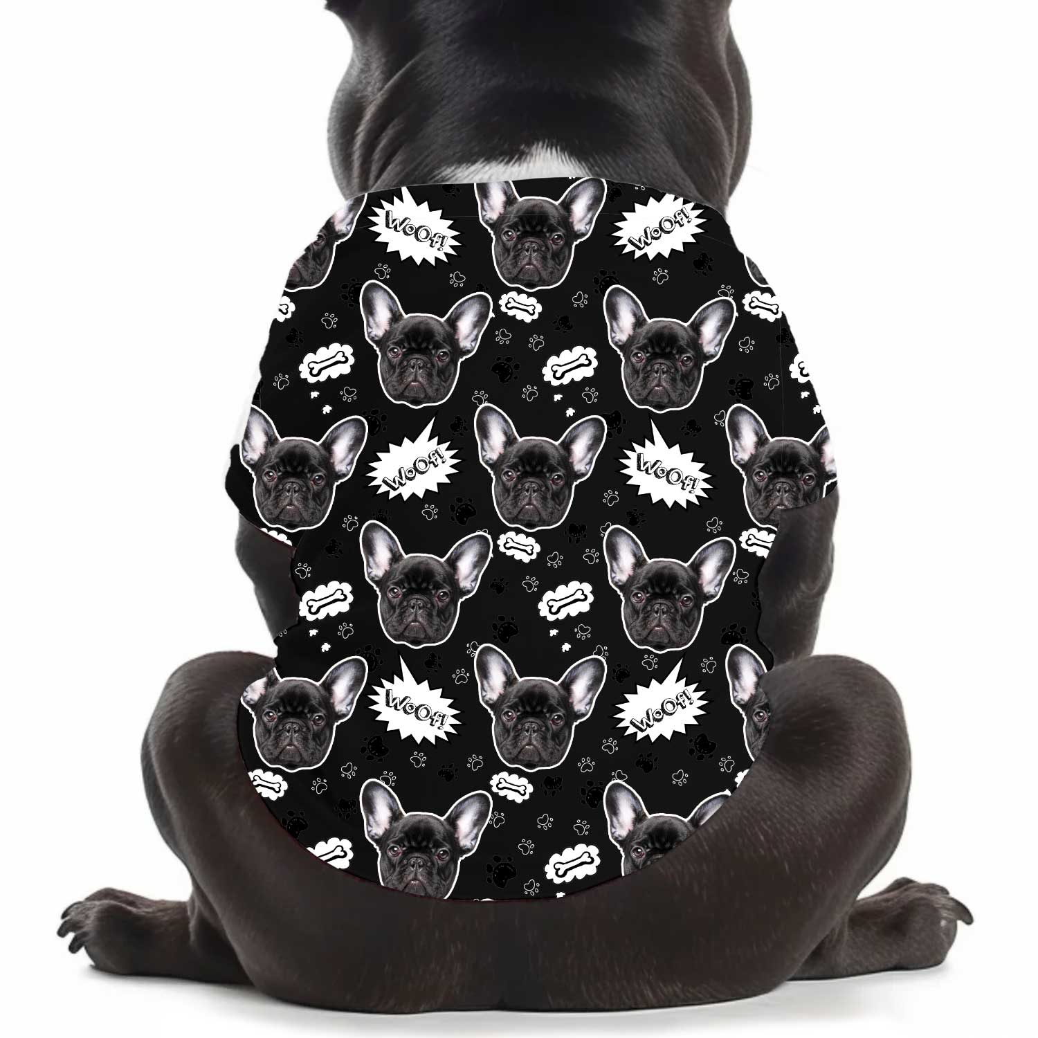 Woof Puppy Print Personalised Dog T Shirt