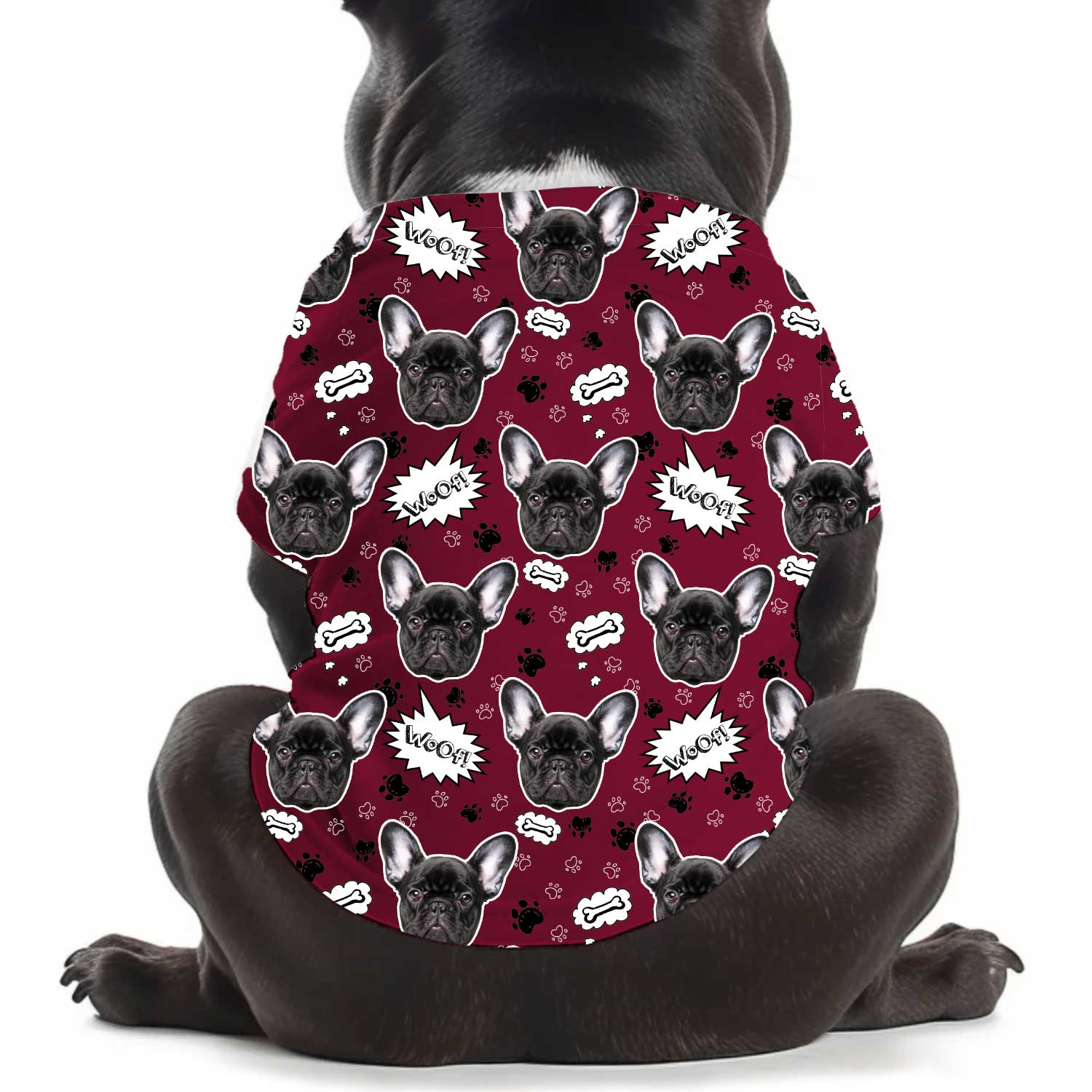 Woof Puppy Print Personalised Dog T Shirt