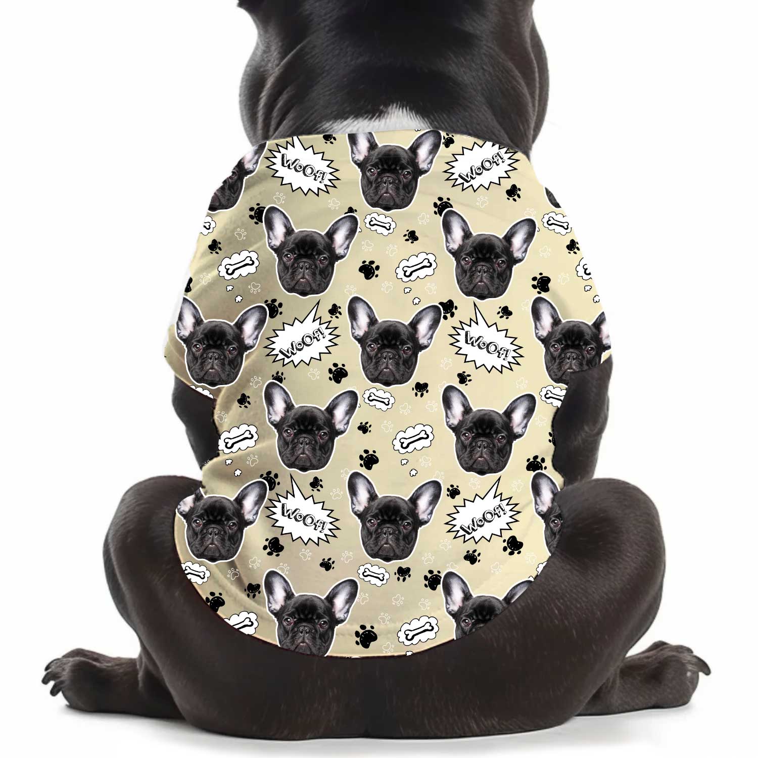 Woof Puppy Print Personalised Dog T Shirt