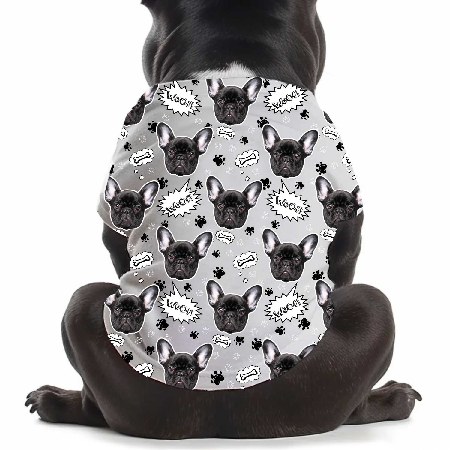 Woof Puppy Print Personalised Dog T Shirt