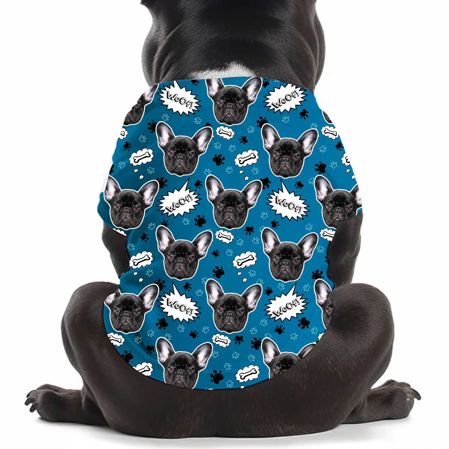 Woof Puppy Print Personalised Dog T Shirt