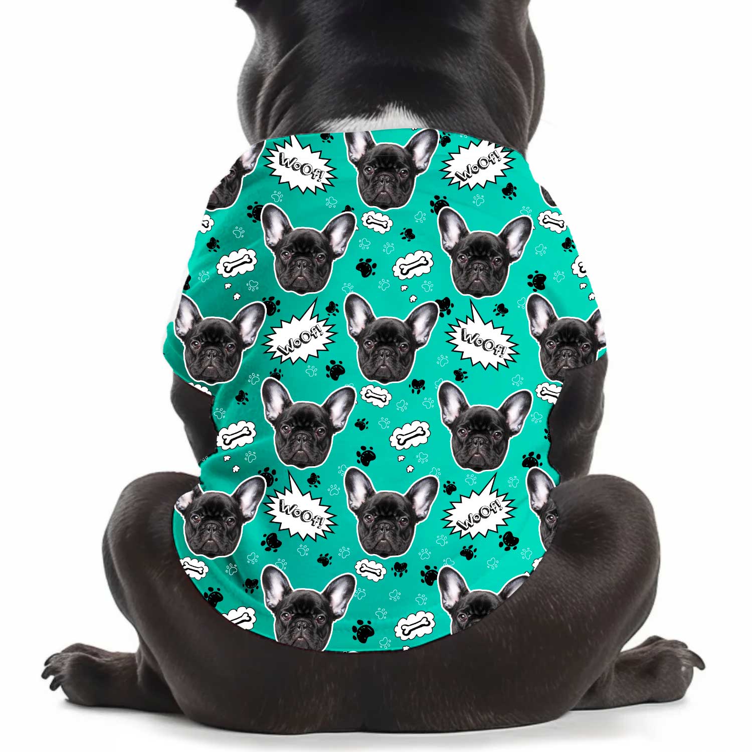 Woof Puppy Print Personalised Dog T Shirt