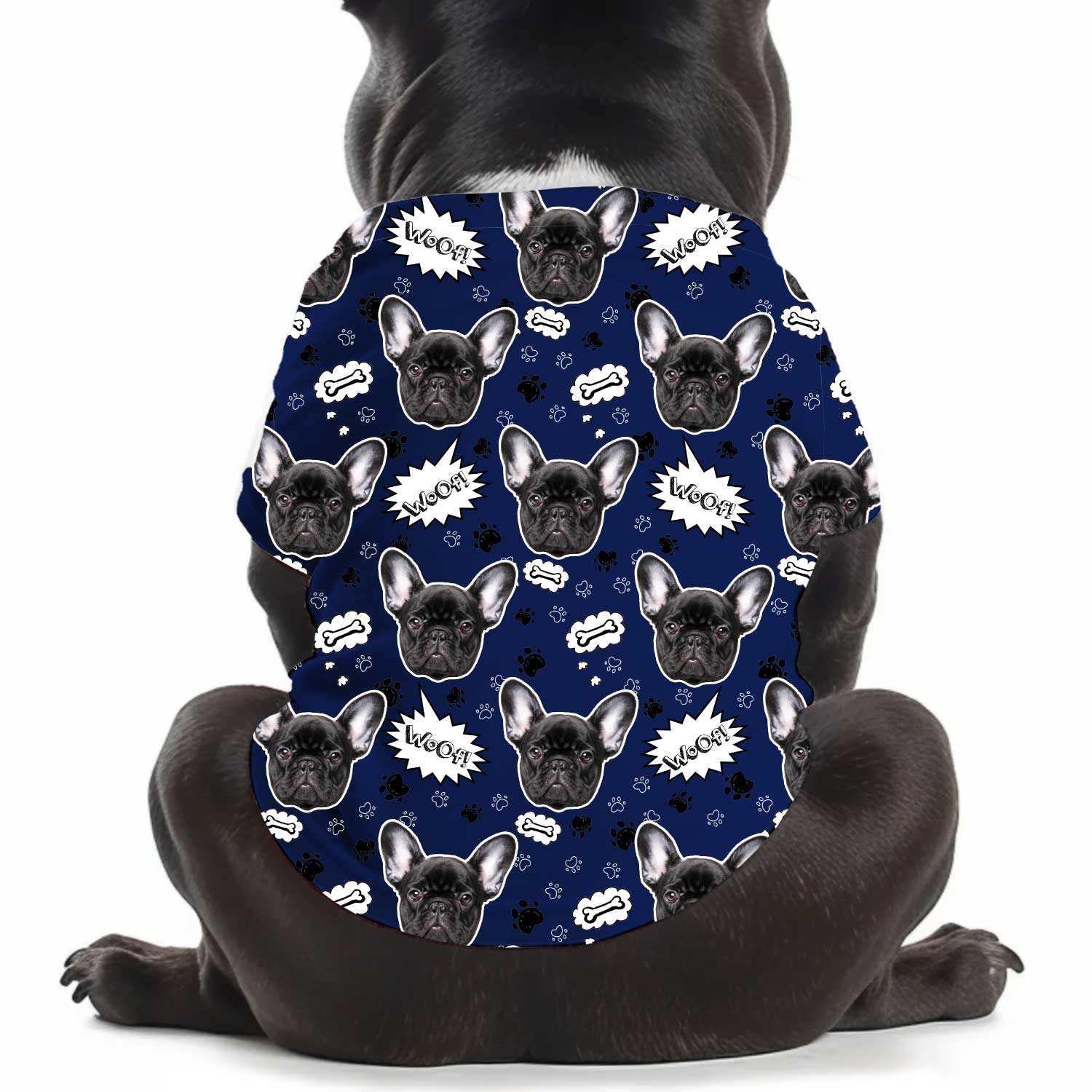 Woof Puppy Print Personalised Dog T Shirt