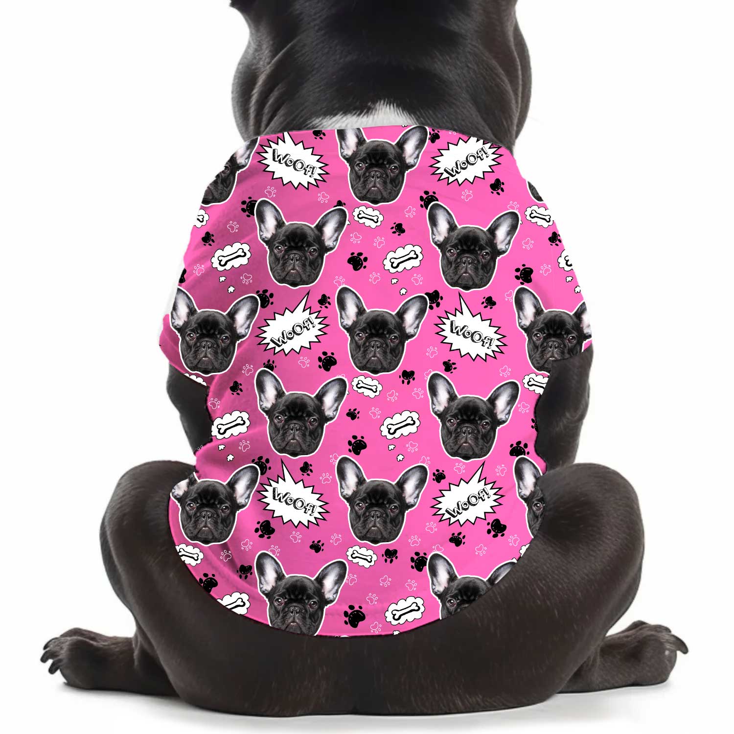 Woof Puppy Print Personalised Dog T Shirt