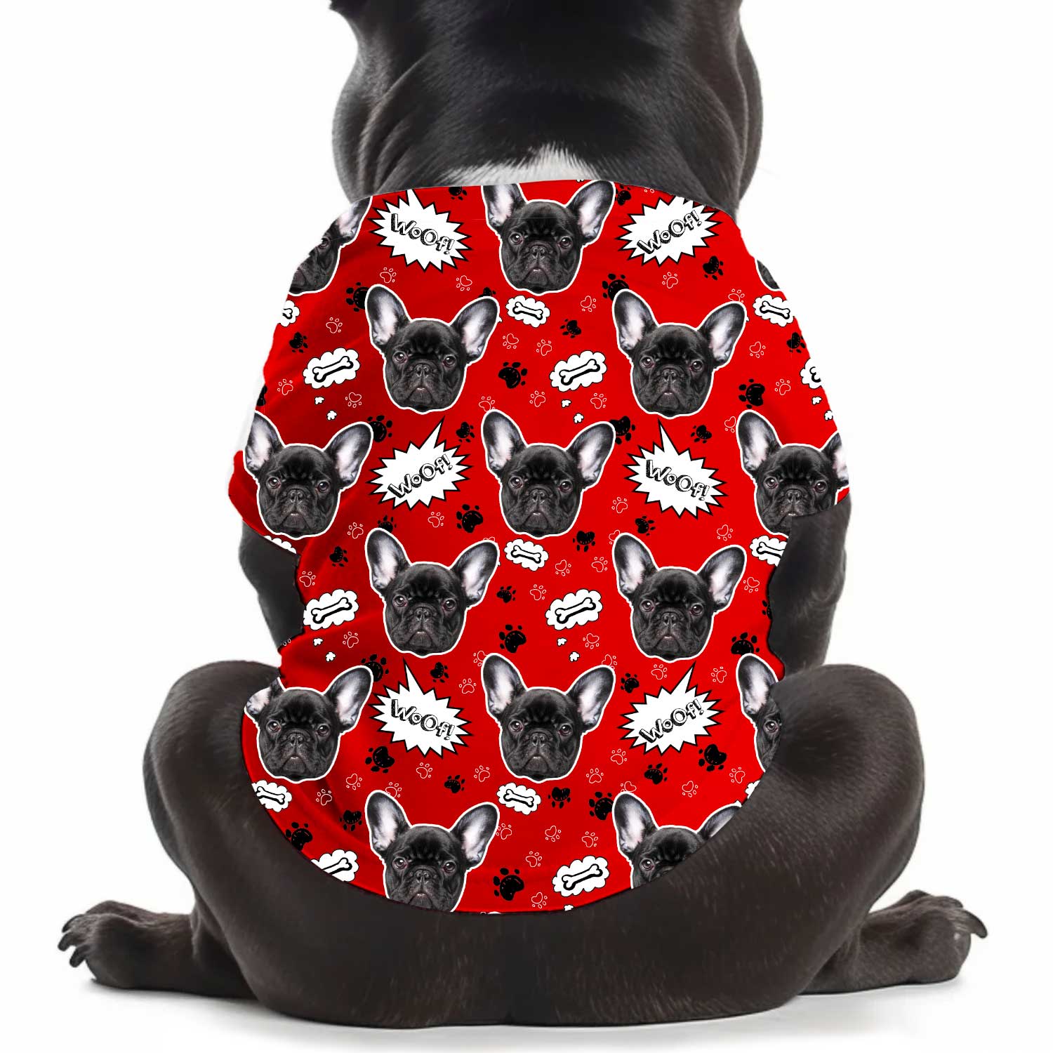 Woof Puppy Print Personalised Dog T Shirt