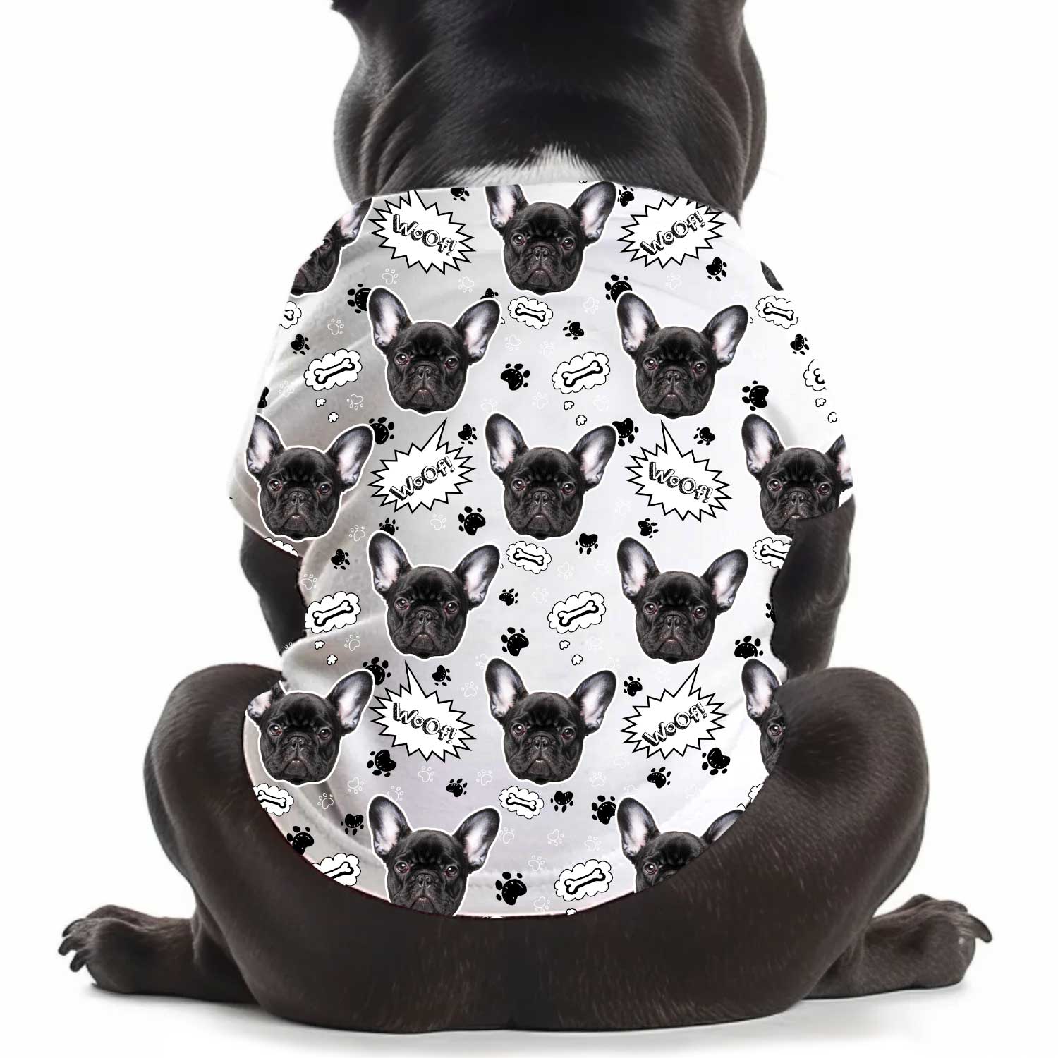 Woof Puppy Print Personalised Dog T Shirt