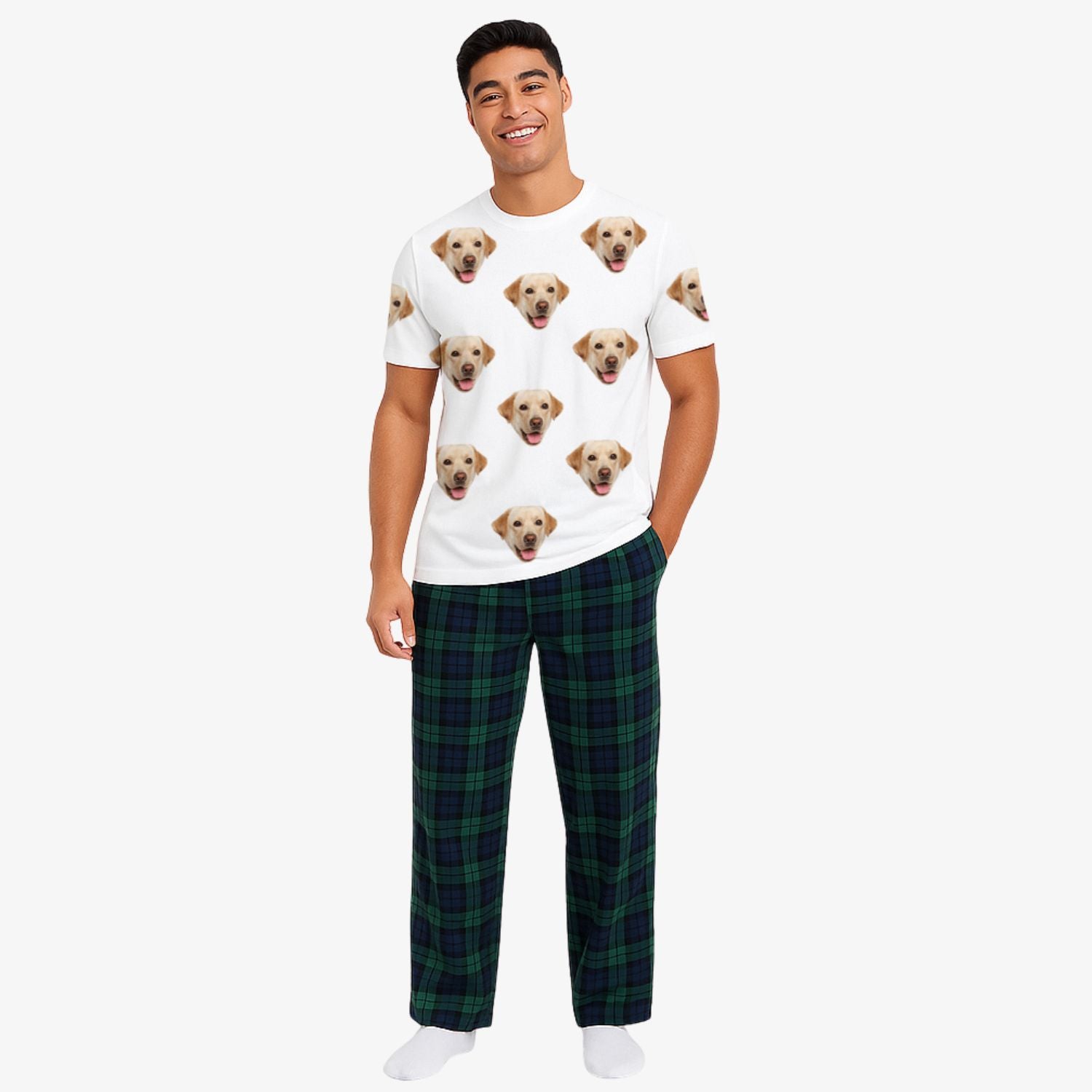 Men's Dog Pyjamas - Green Navy Trouser Set