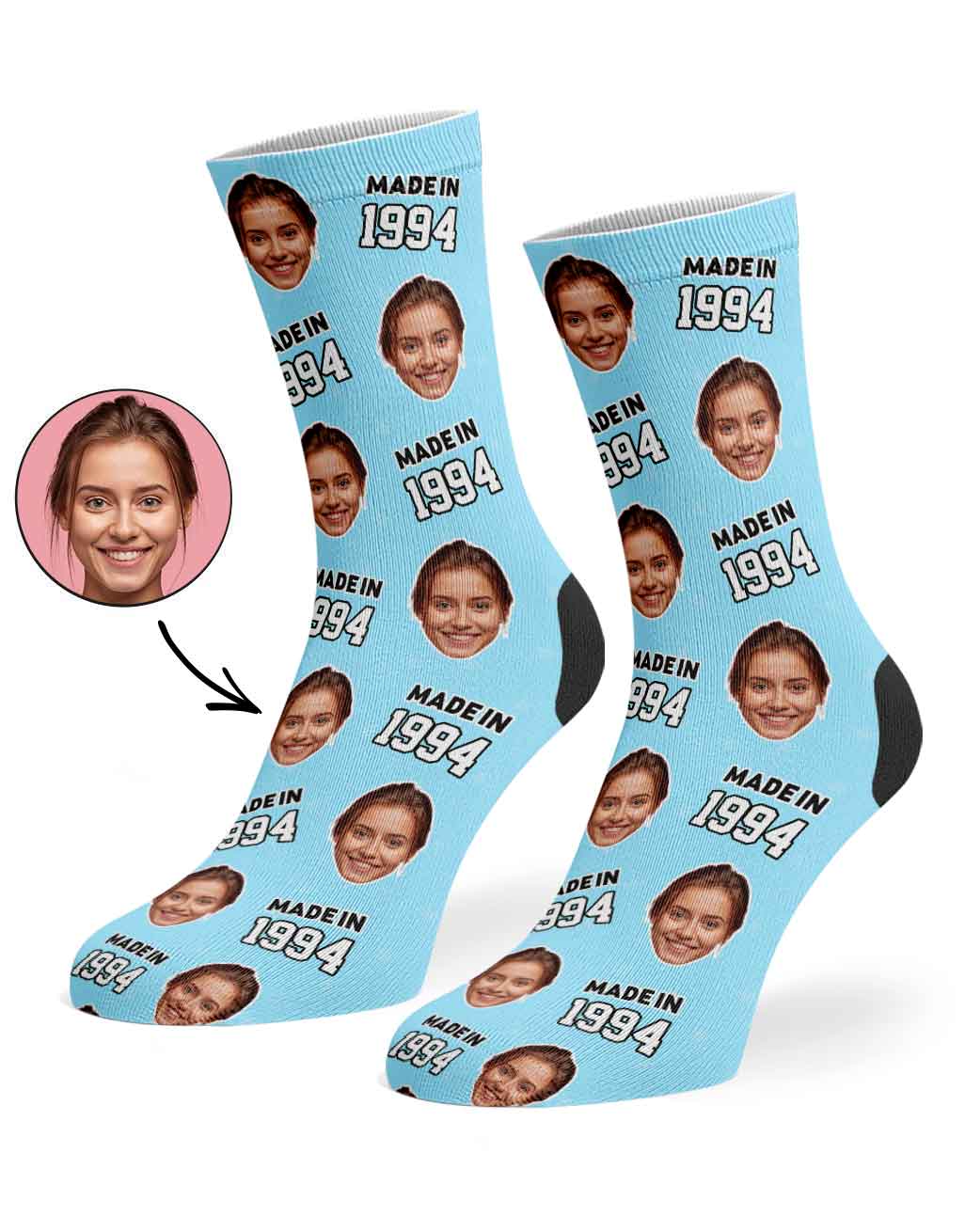Personalised Made In Year Socks With Face