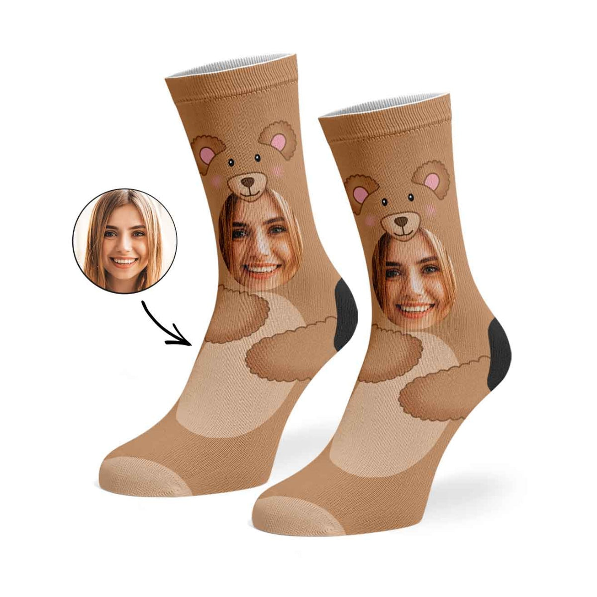 Teddy Bear Socks Personalised With Your Face