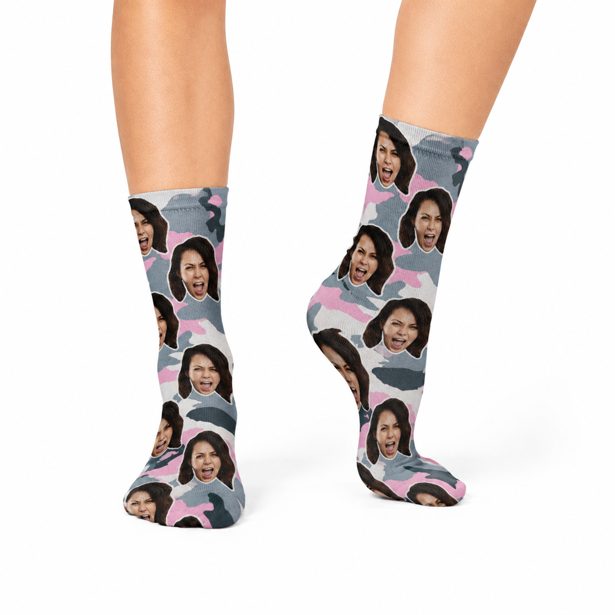 Face Pink Camo Socks