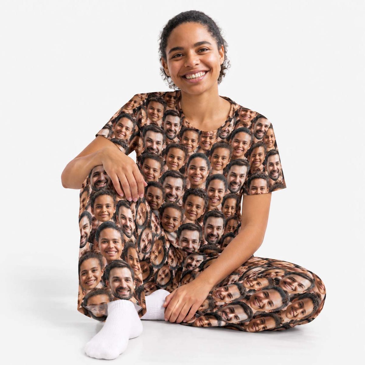 Women's Family Face Mash Pyjamas - Personalised PJ Trouser Set