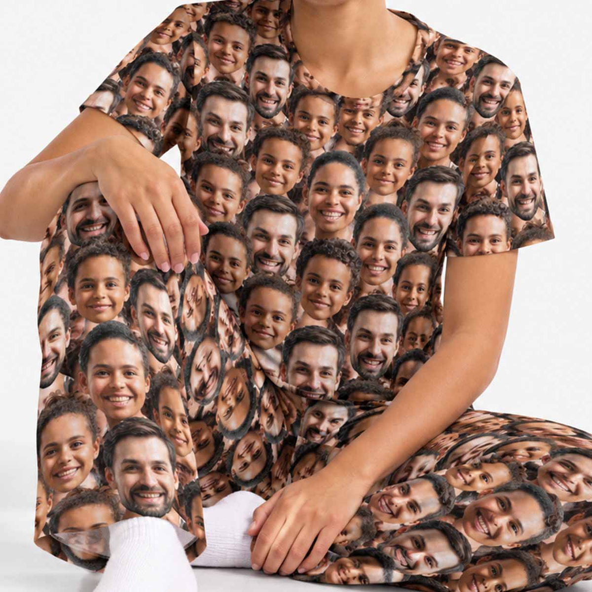 Women's Family Face Mash Pyjamas - Personalised PJ Trouser Set
