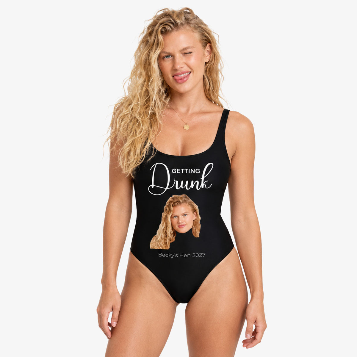 Getting Drunk Swimsuit Personalised With Face and Text