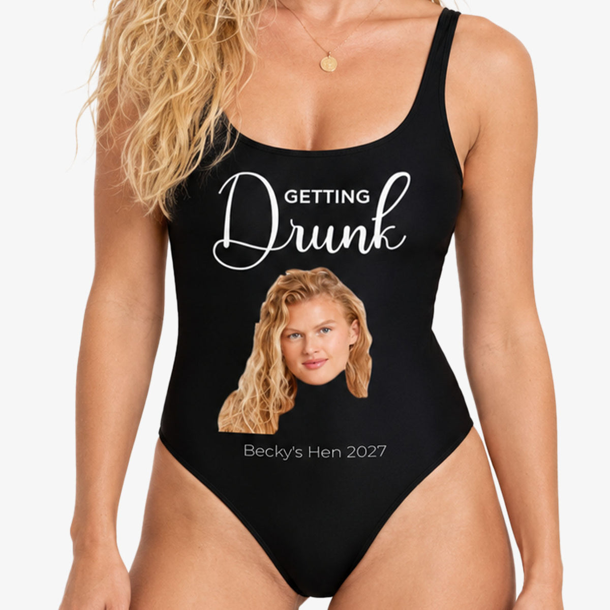 Getting Drunk Swimsuit Personalised With Face and Text