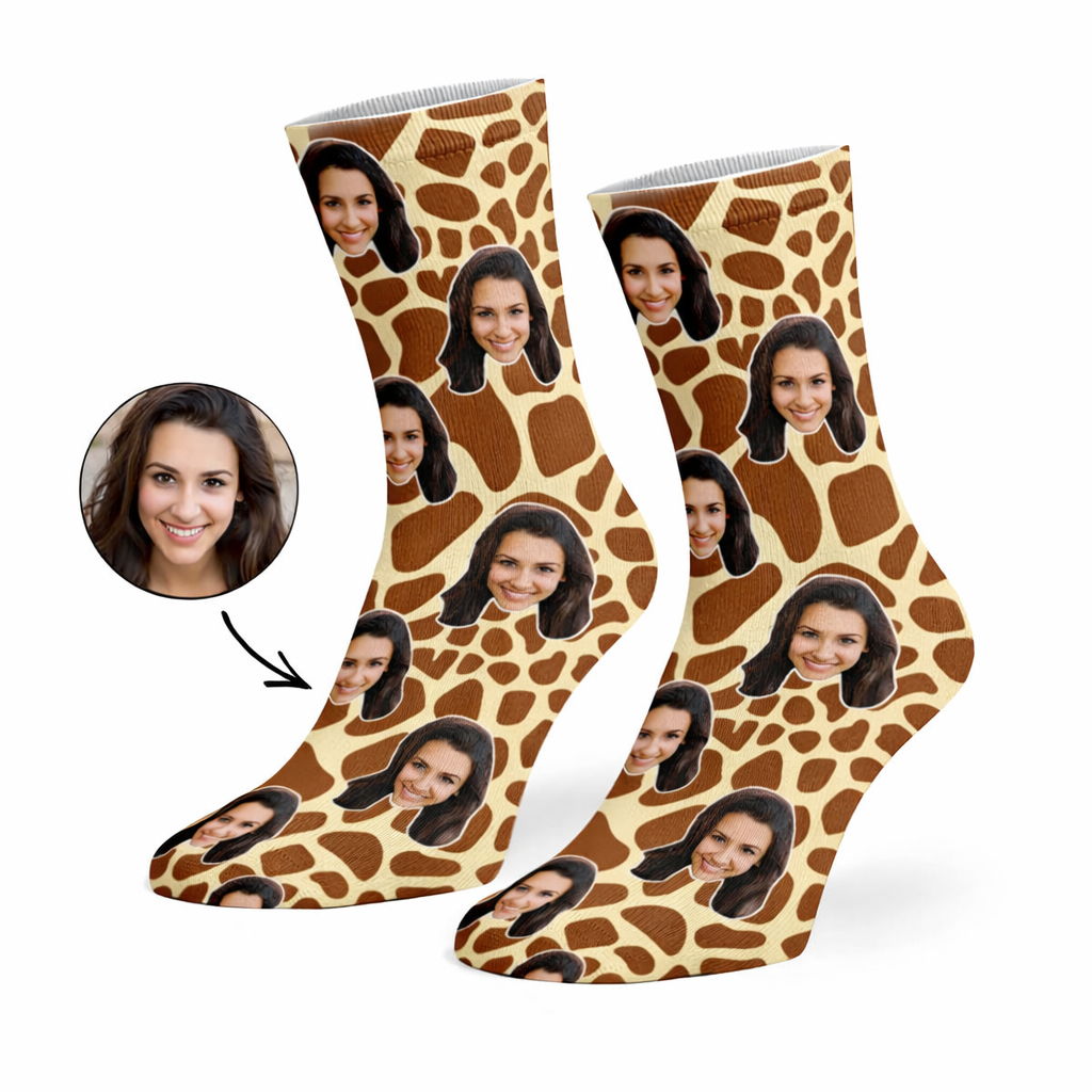 Giraffe Print Face Socks