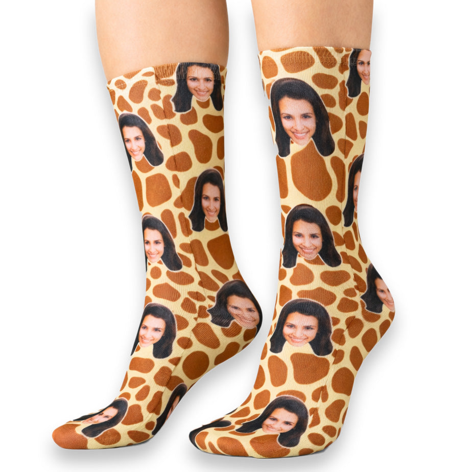 Giraffe Print Face Socks