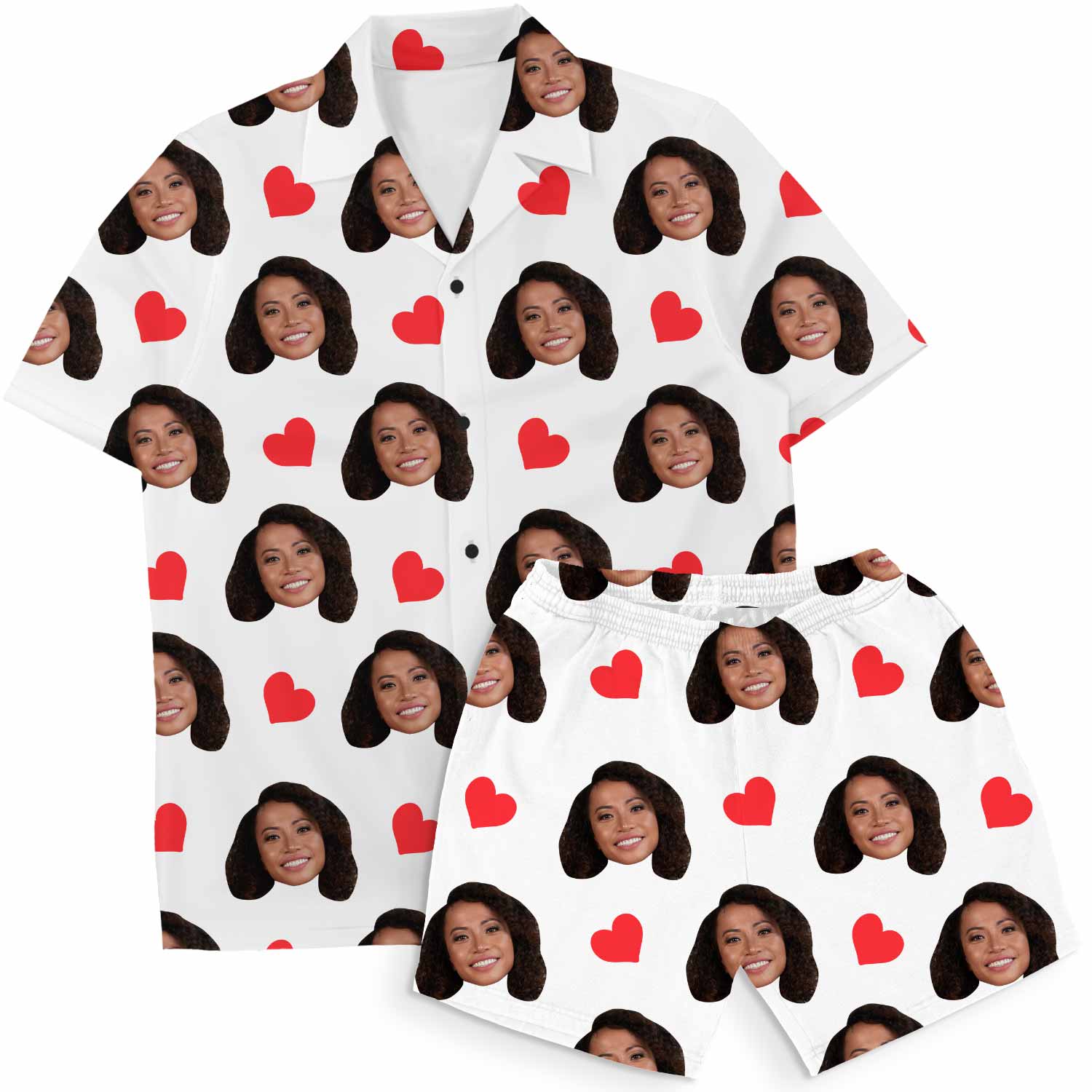 Personalised White Hawaiian Shirt Shorts Set