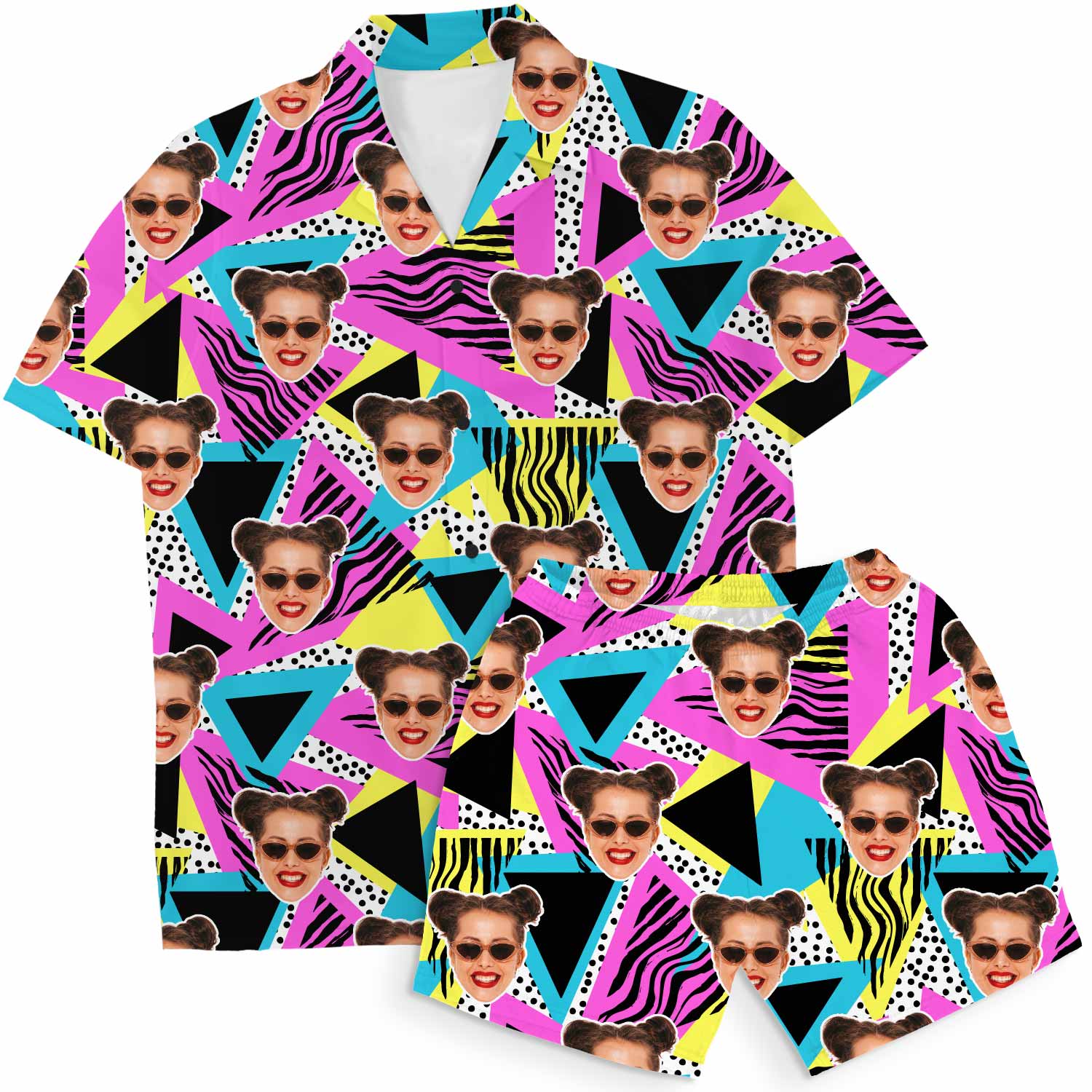 Retro Pattern Personalised Hawaiian Shirt Shorts Set