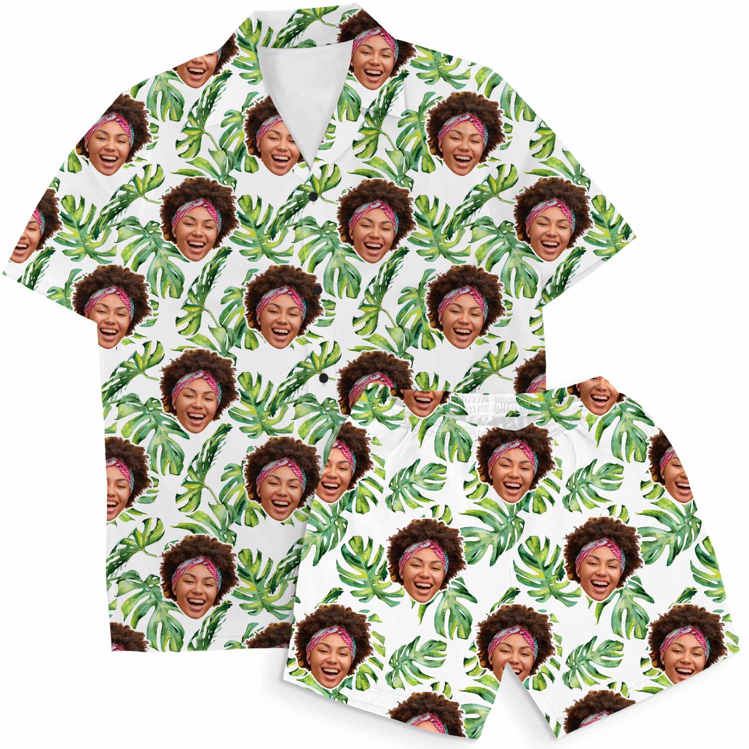 Tropical Leaf Personalised Hawaiian Shirt Shorts Set