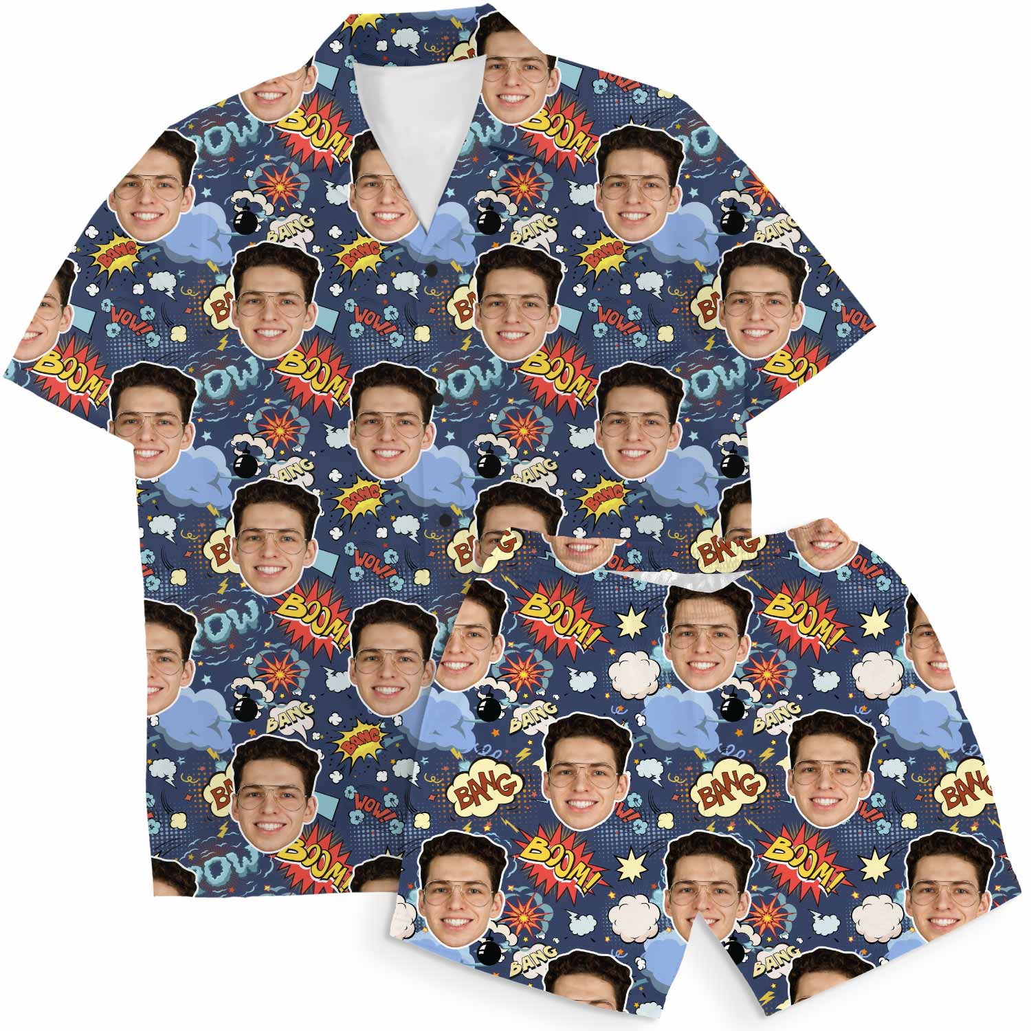 Cartoon Comic Personalised Hawaiian Shirt Shorts Set