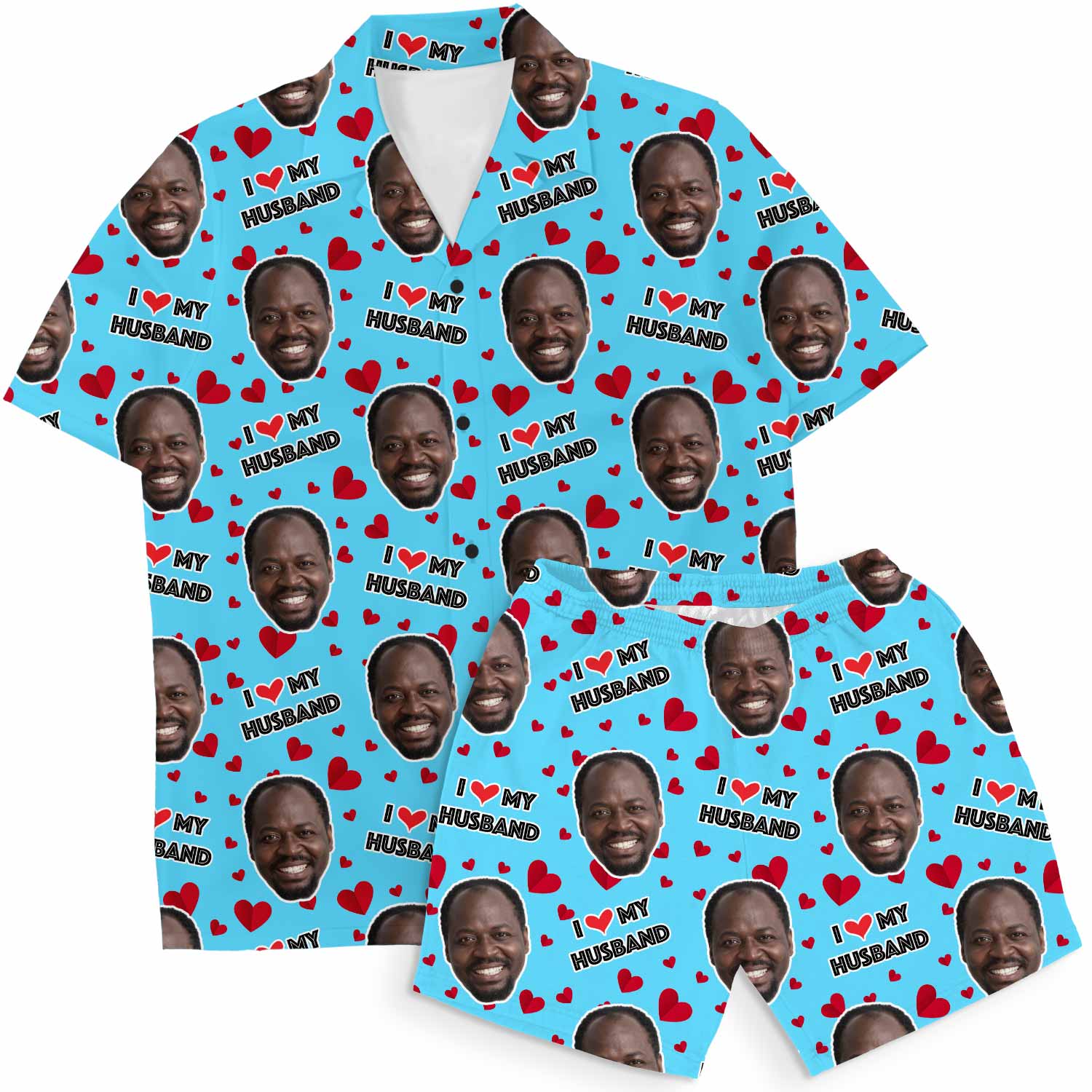 I Love My Husband Personalised Hawaiian Shirt Shorts Set