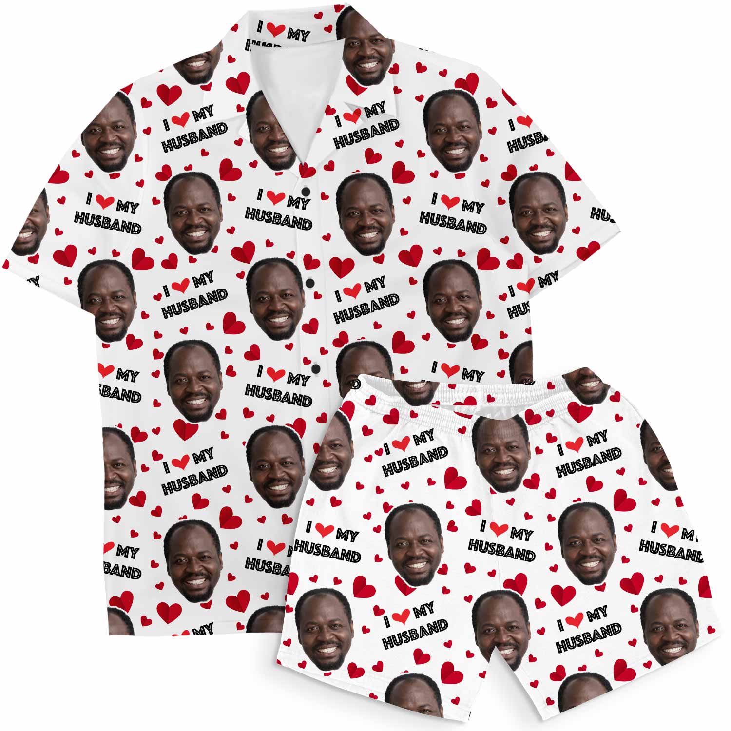I Love My Husband Personalised Hawaiian Shirt Shorts Set