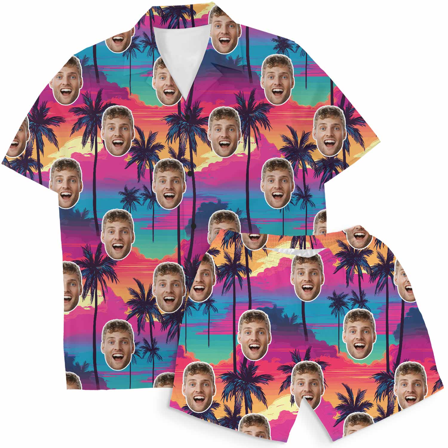 Tropical Sunset Personalised Hawaiian Shirt Shorts Set