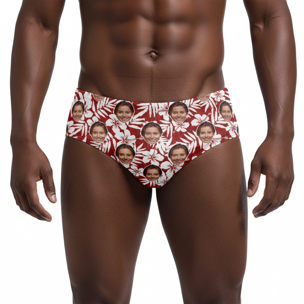 Hawaiian Red Personalised Swim Trunks