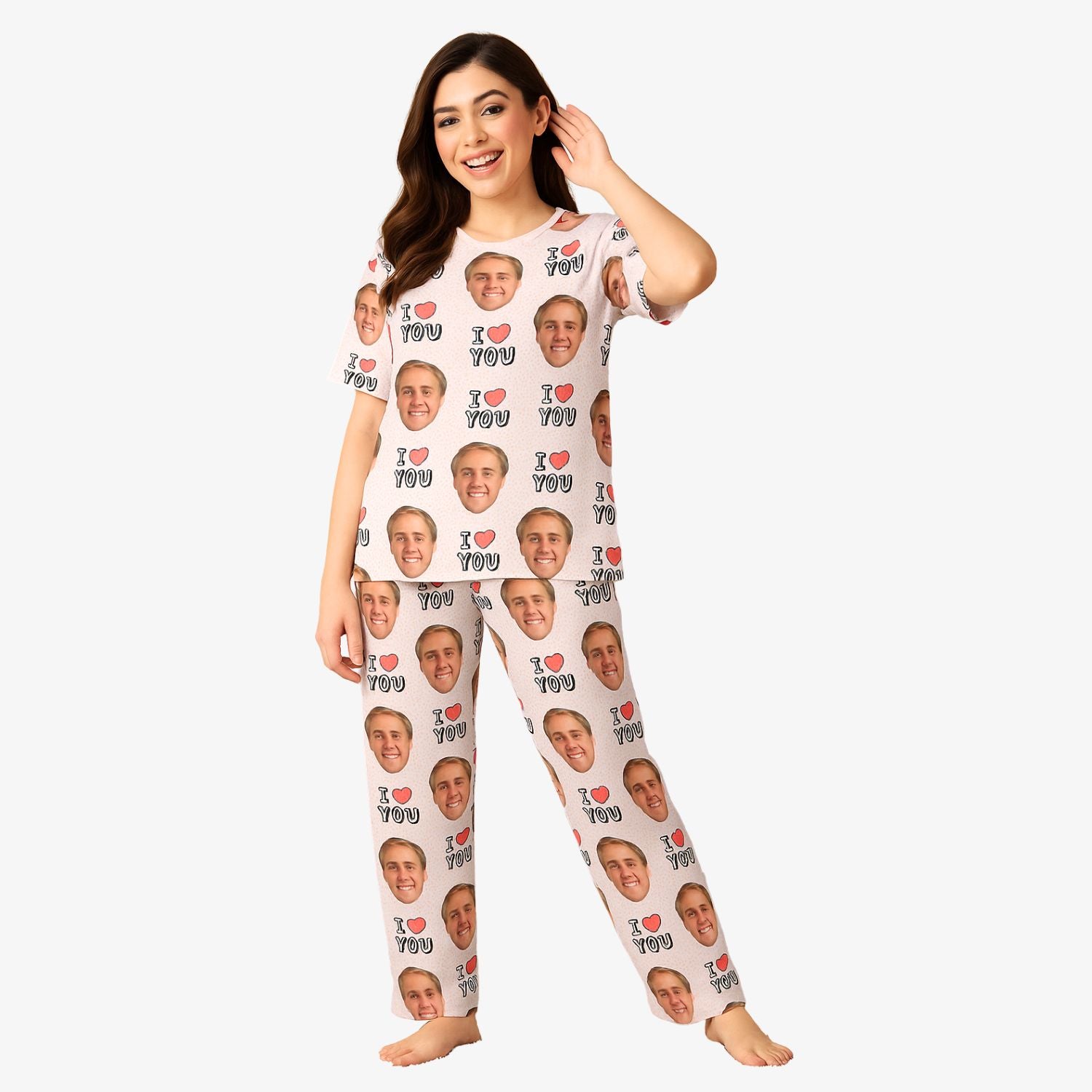 Women's I Heart You Personalised Pyjamas